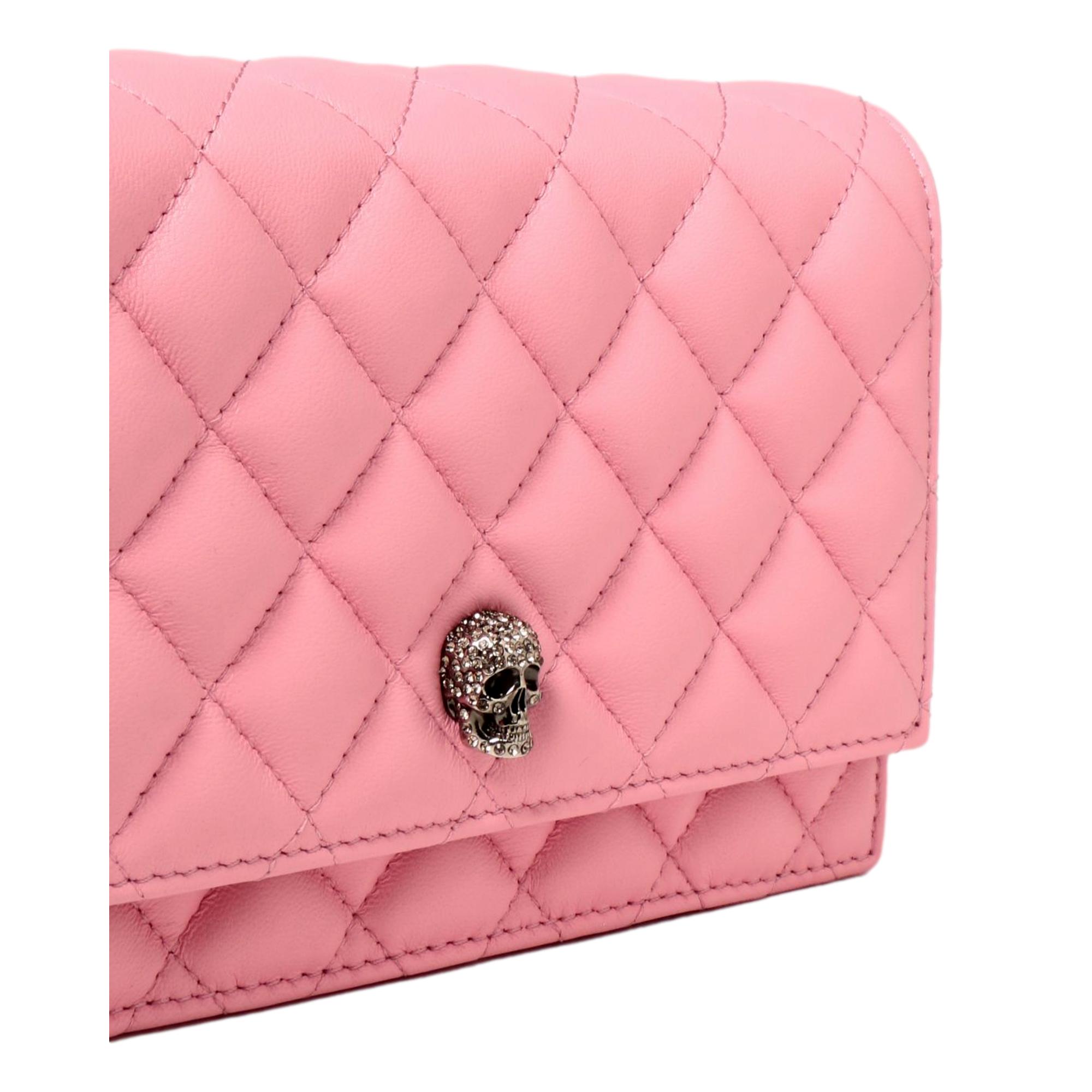 Alexander McQueen Pink Quilted Leather Skull Shoulder Bag 647288