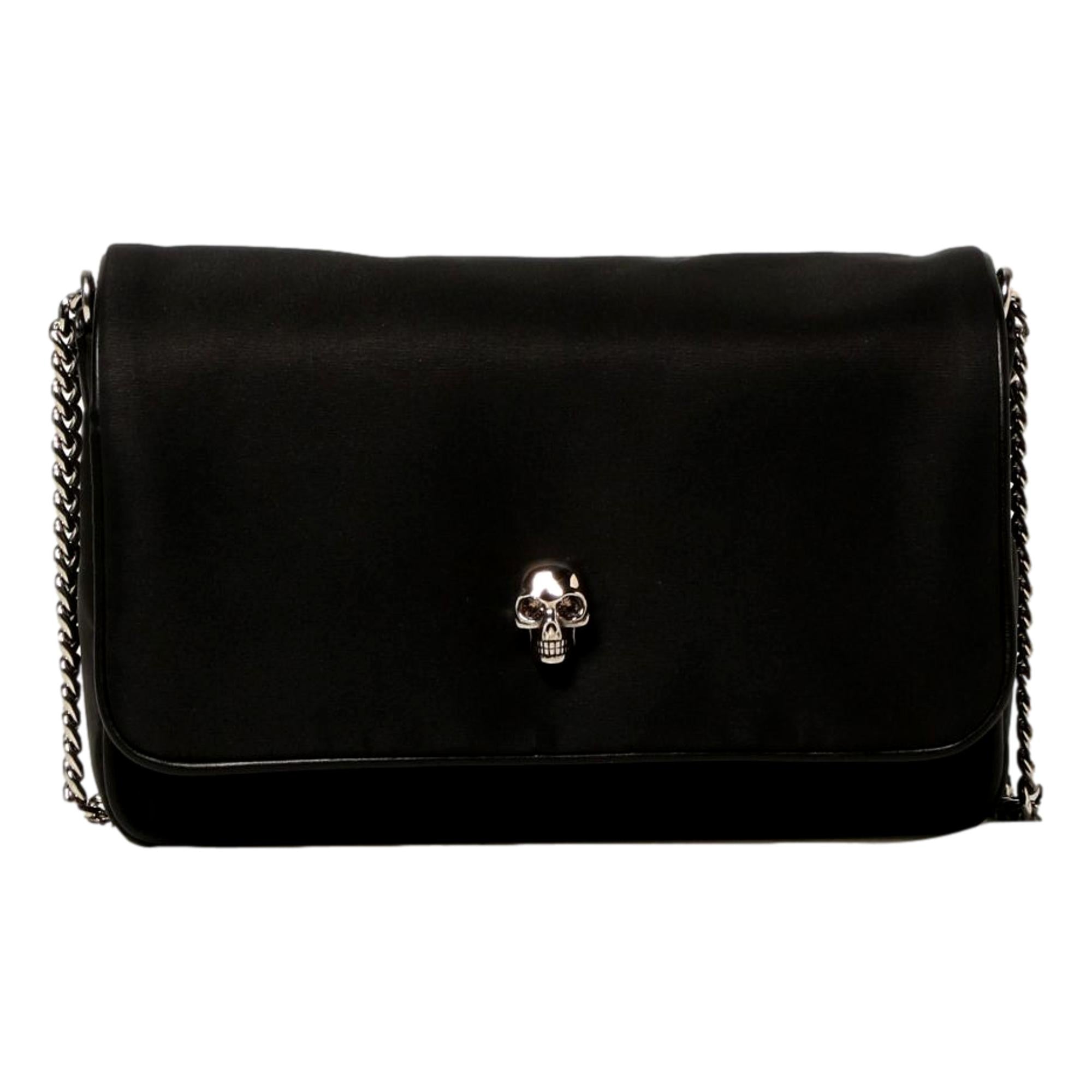 Alexander McQueen Small Black Nylon Skull Shoulder Bag 666119