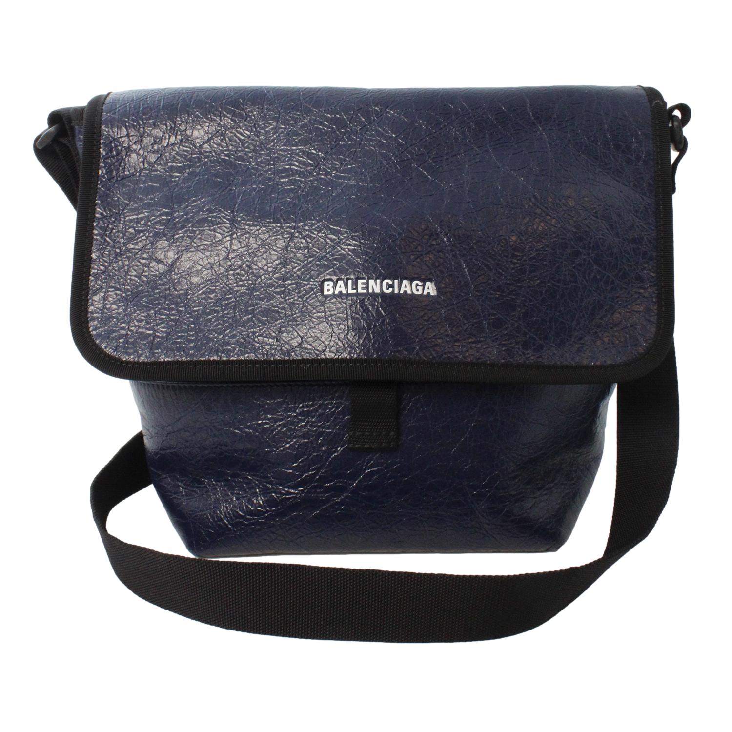 Balenciaga Arena Blue Lambskin Leather Flap Messenger Bag 620259