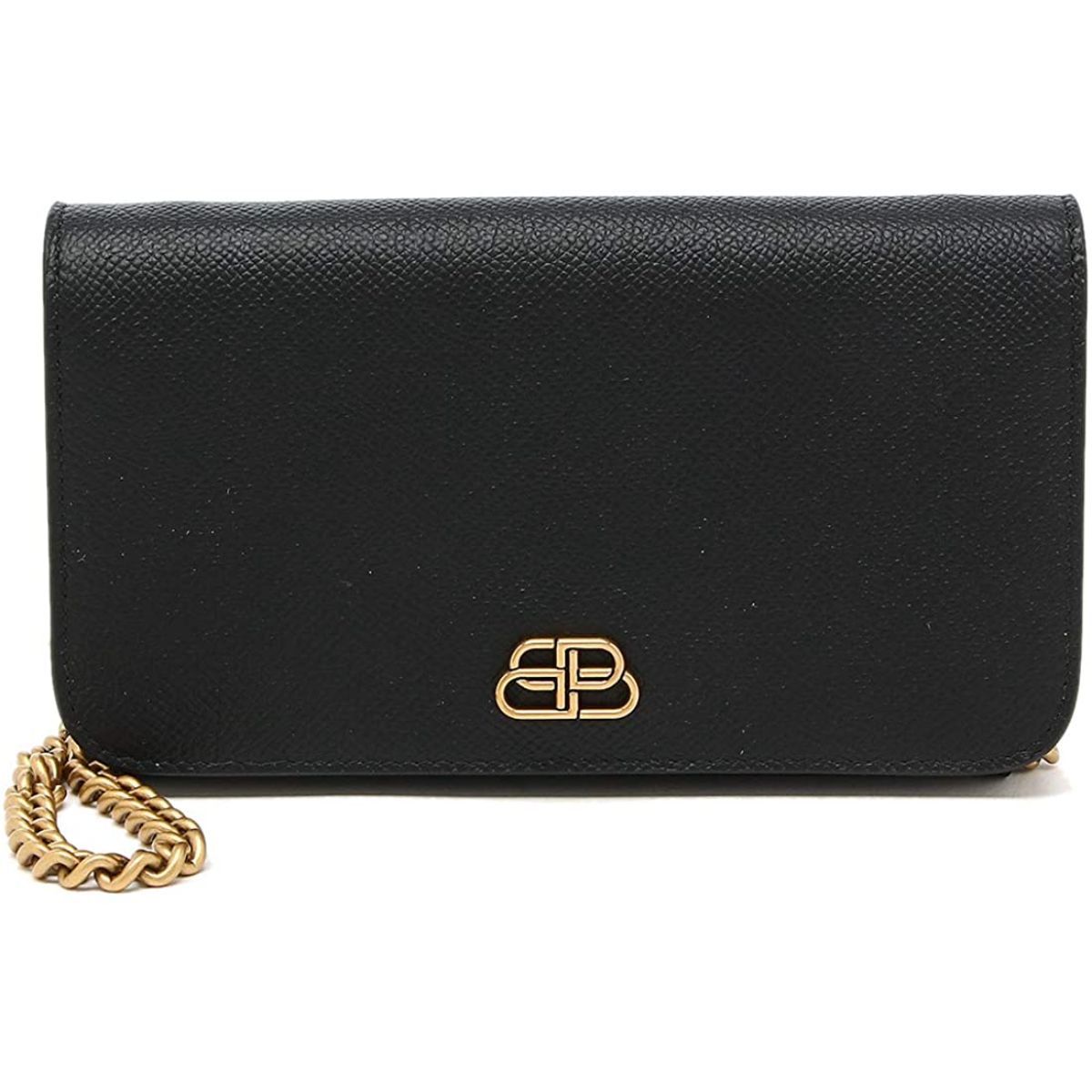 Balenciaga BB Grained Calfskin Black Wallet On Chain Cross Body 601392