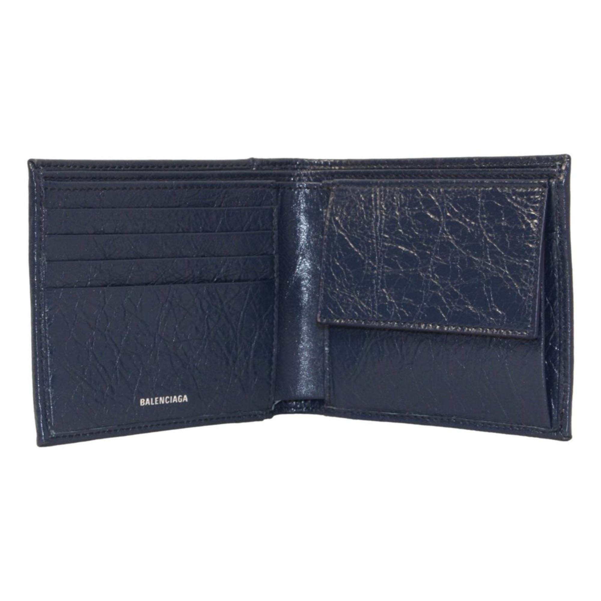 Balenciaga Cash Square Blue Arena Leather Bifold Wallet