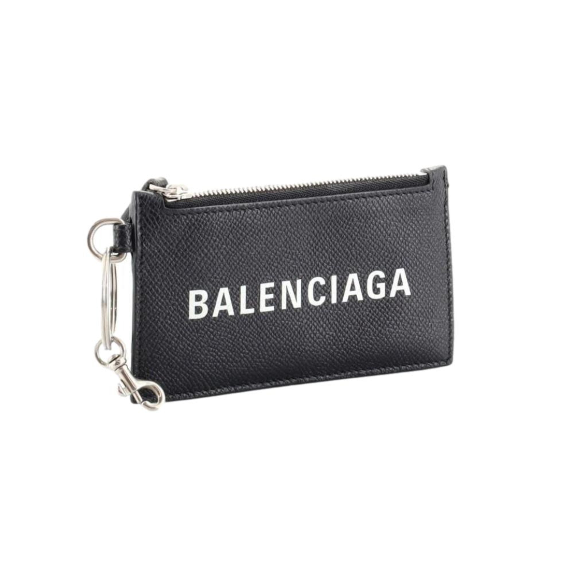 Balenciaga Cash Black Leather Lanyard Card Holder Wallet