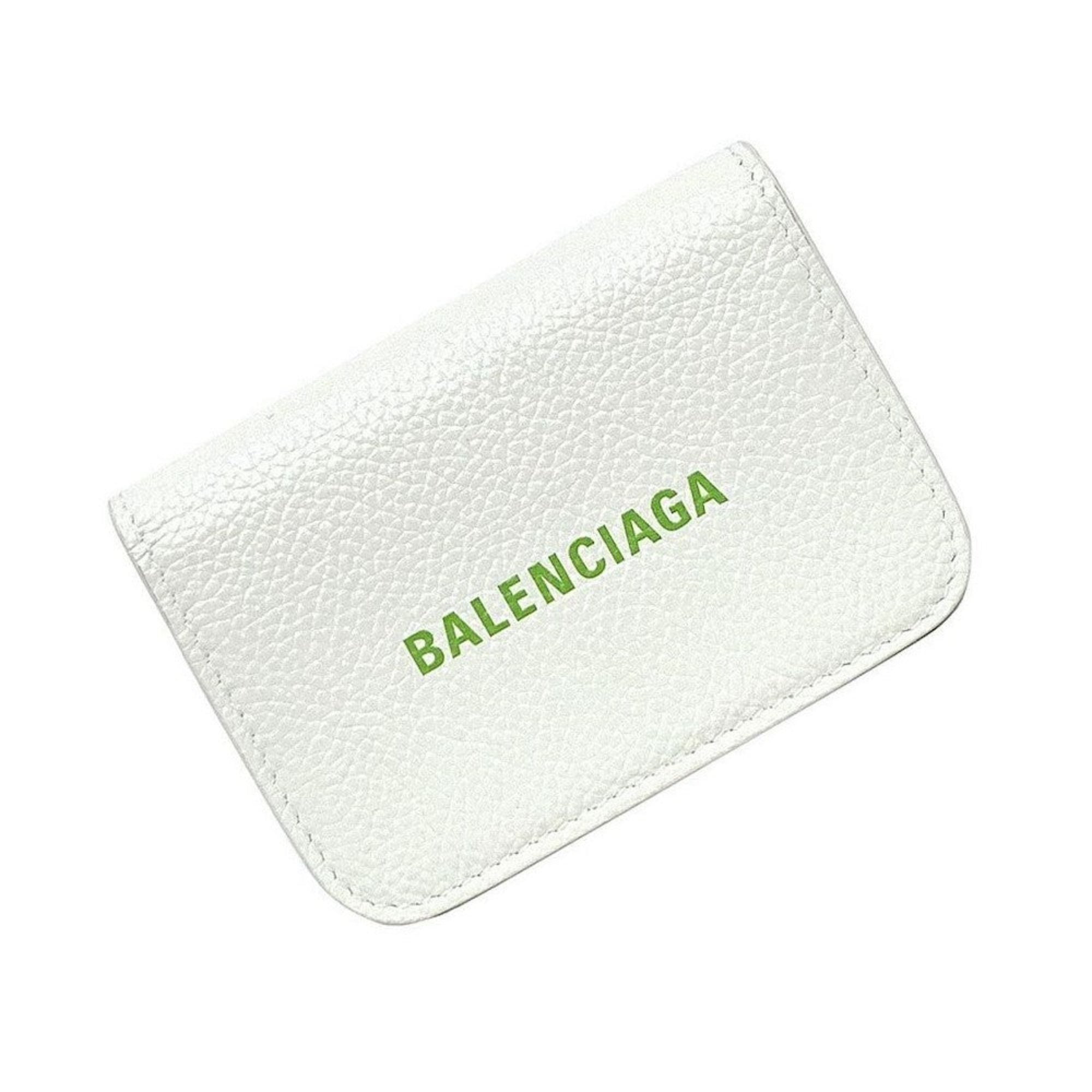 Balenciaga Everyday White Leather Logo Mini Trifold Wallet 593813