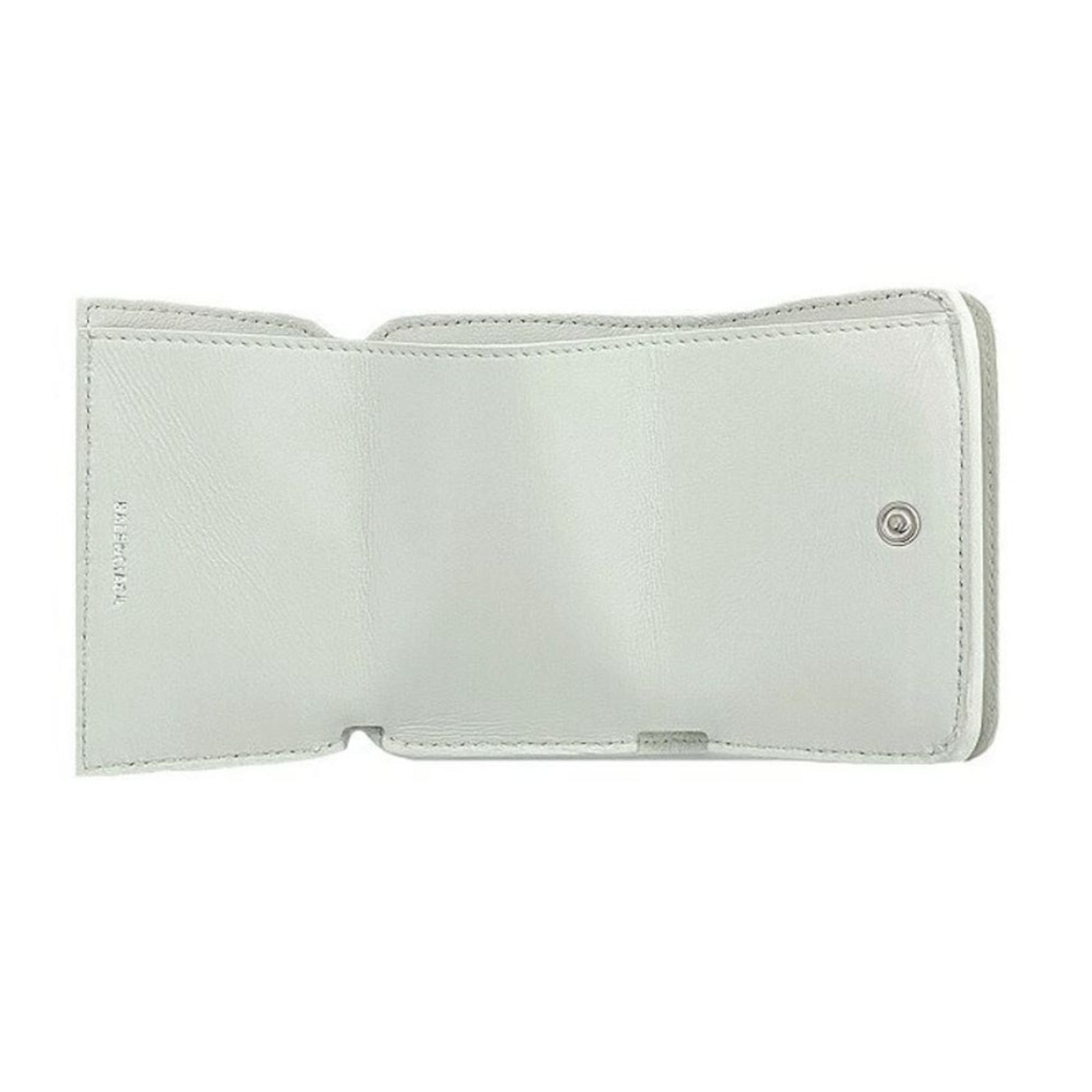 Balenciaga Everyday White Leather Logo Mini Trifold Wallet 593813