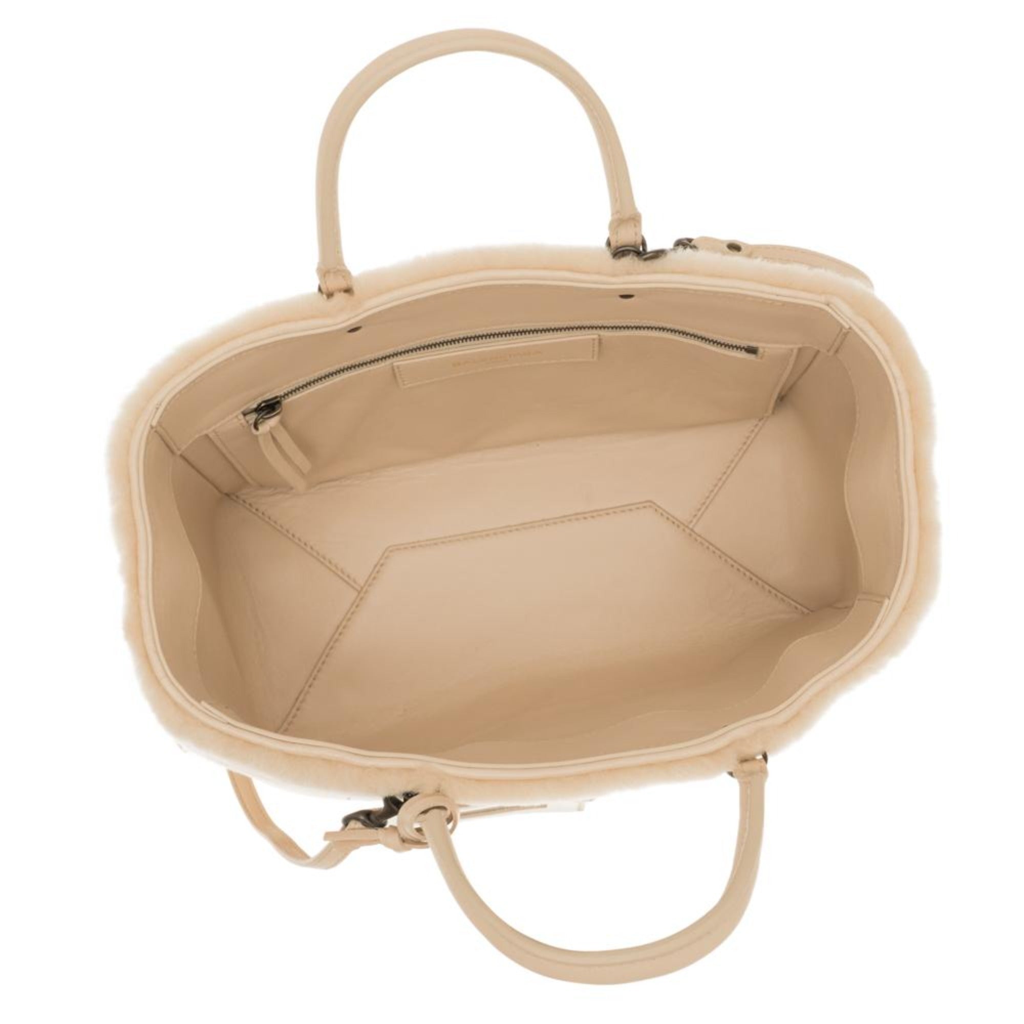 Balenciaga Papier Merino Lamb Wool Tapioca Beige Satchel 410238