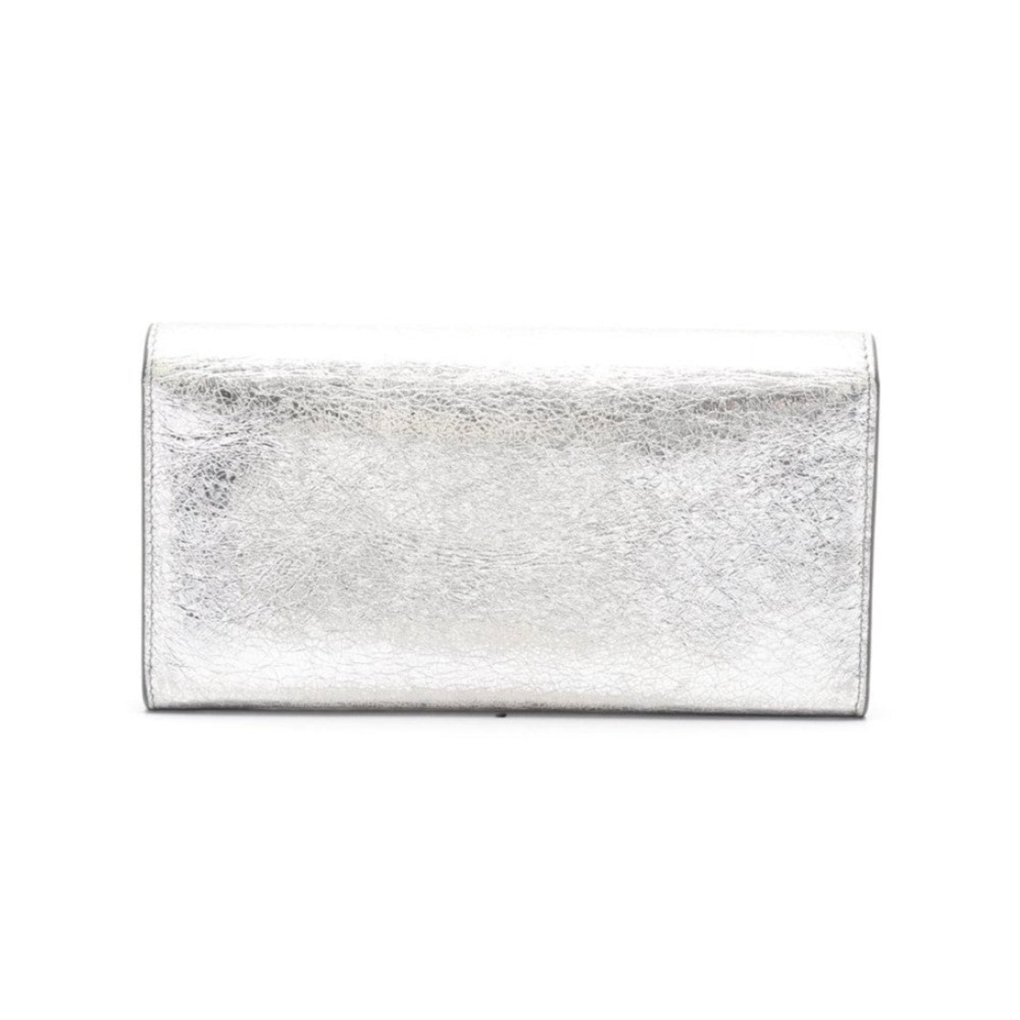 Balenciaga Papier Metallic Silver Arena Leather Envelope Wallet 499207