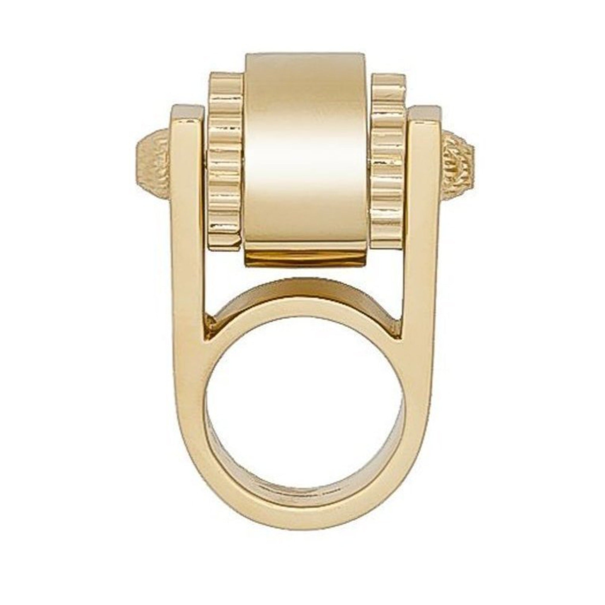 Balenciaga Womens Small Gold Gear Ring Size: 5