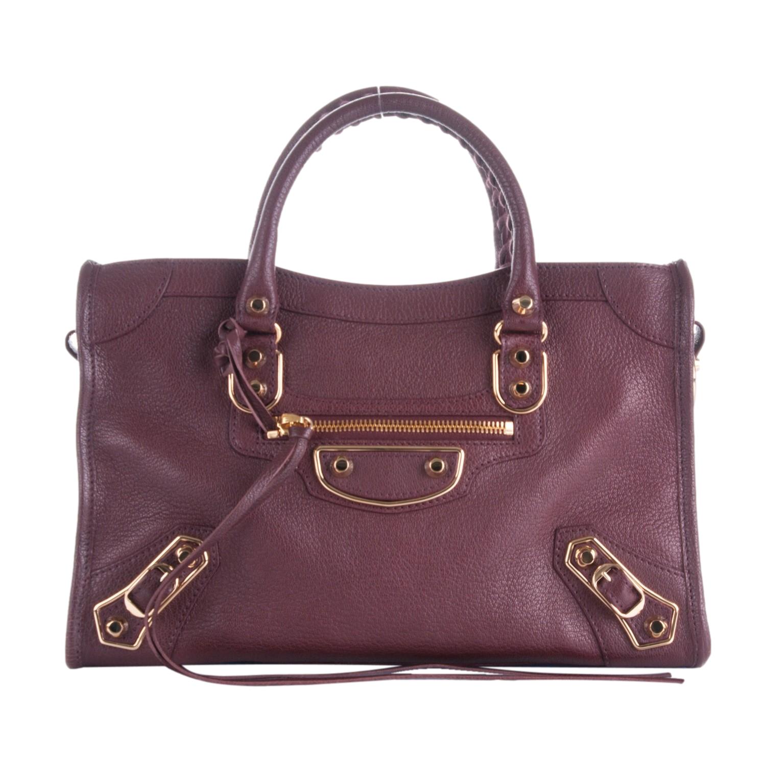 Balenciaga City Prune Purple Goat Leather Small Shoulder Bag 432831