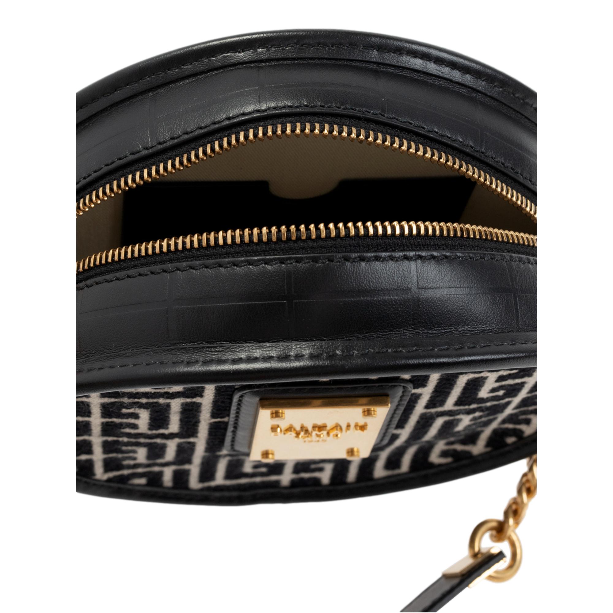 Balmain Canteen Black/Ivory Jacquard Logo Bag WN1CE654