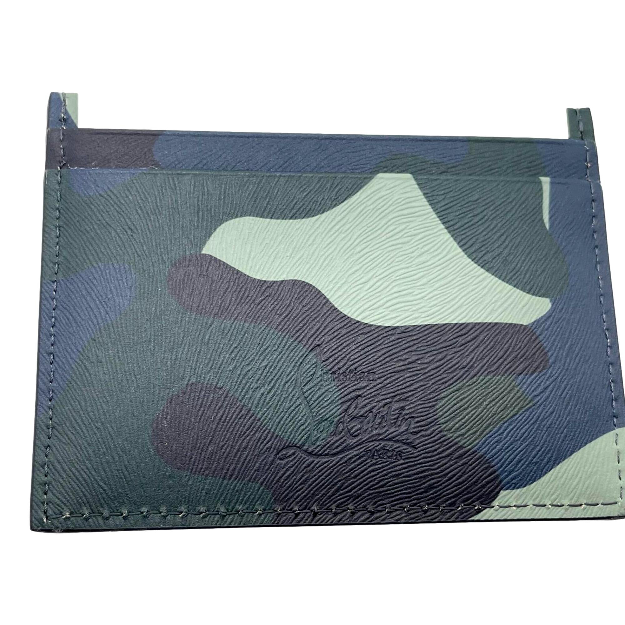 Christian Louboutin Men KIOS Spiked Studded Leather Card Holder Case Wallet