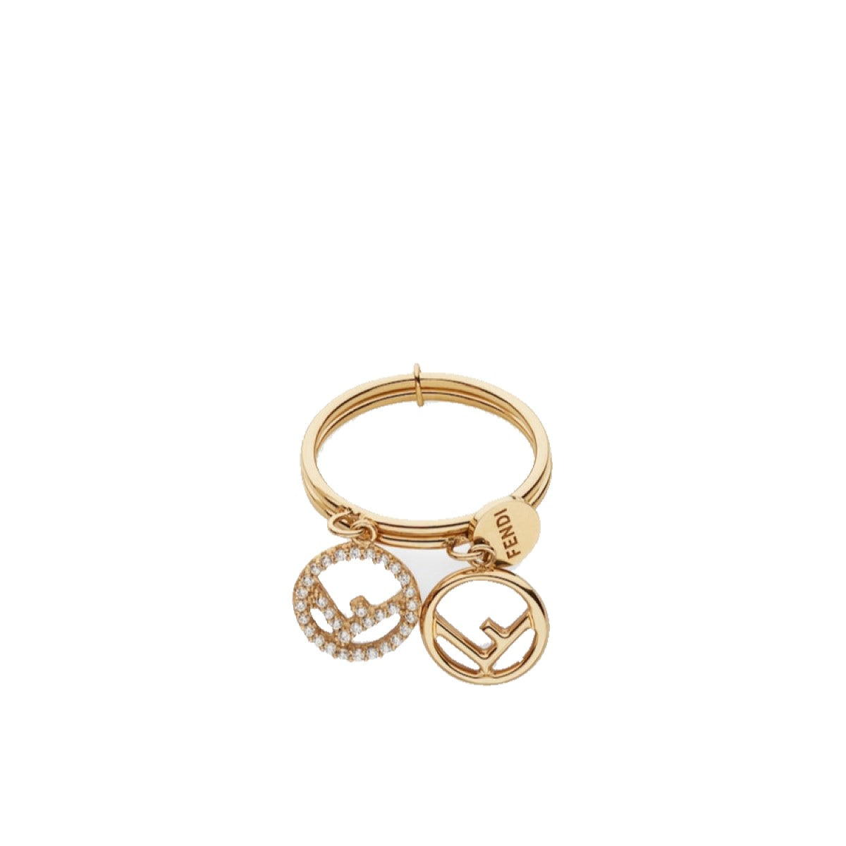 Fendi F is Fendi Soft Gold and Crystal Ring Size 6.5