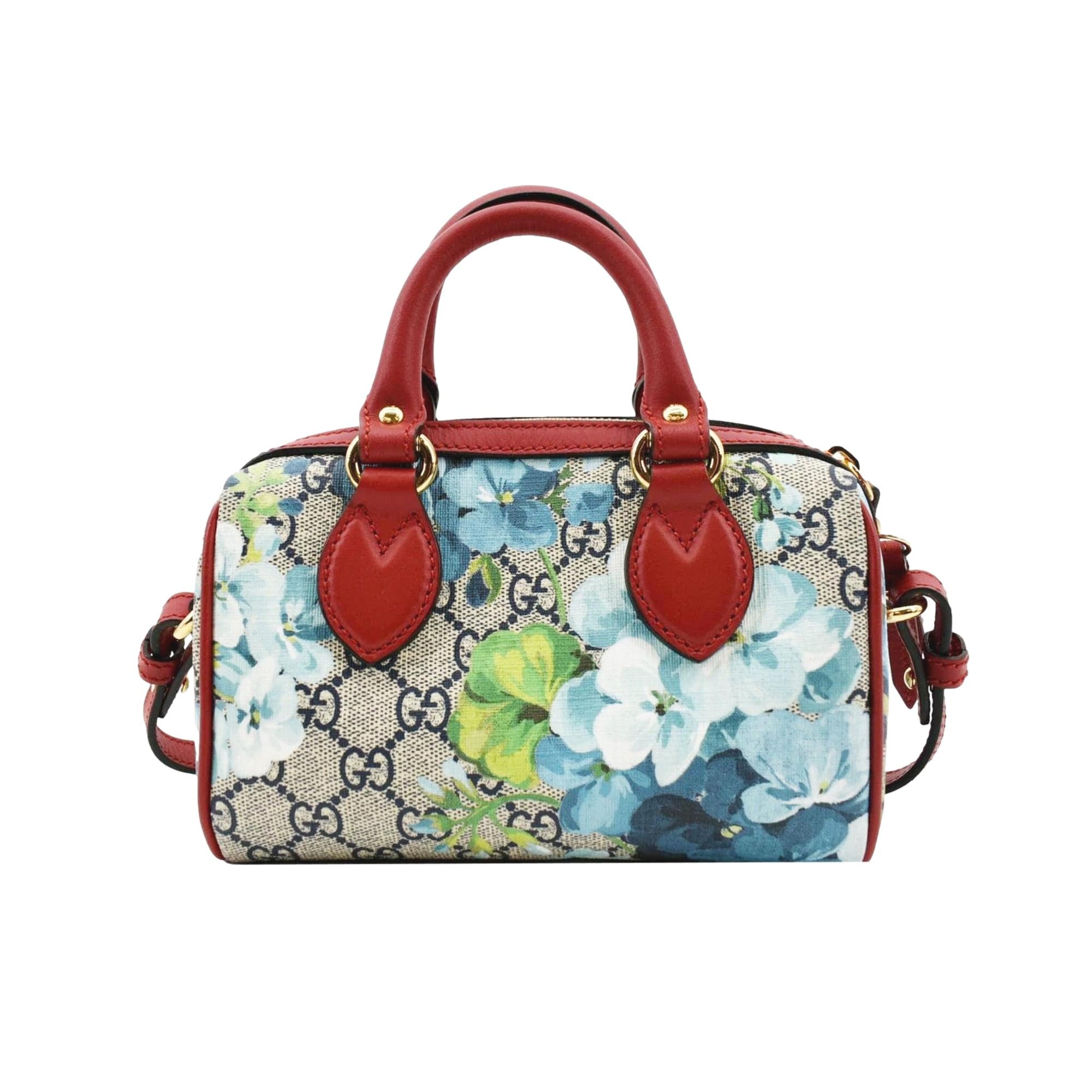 Gucci GG Supreme Floral Printed Canvas Mini Boston Crossbody Bag