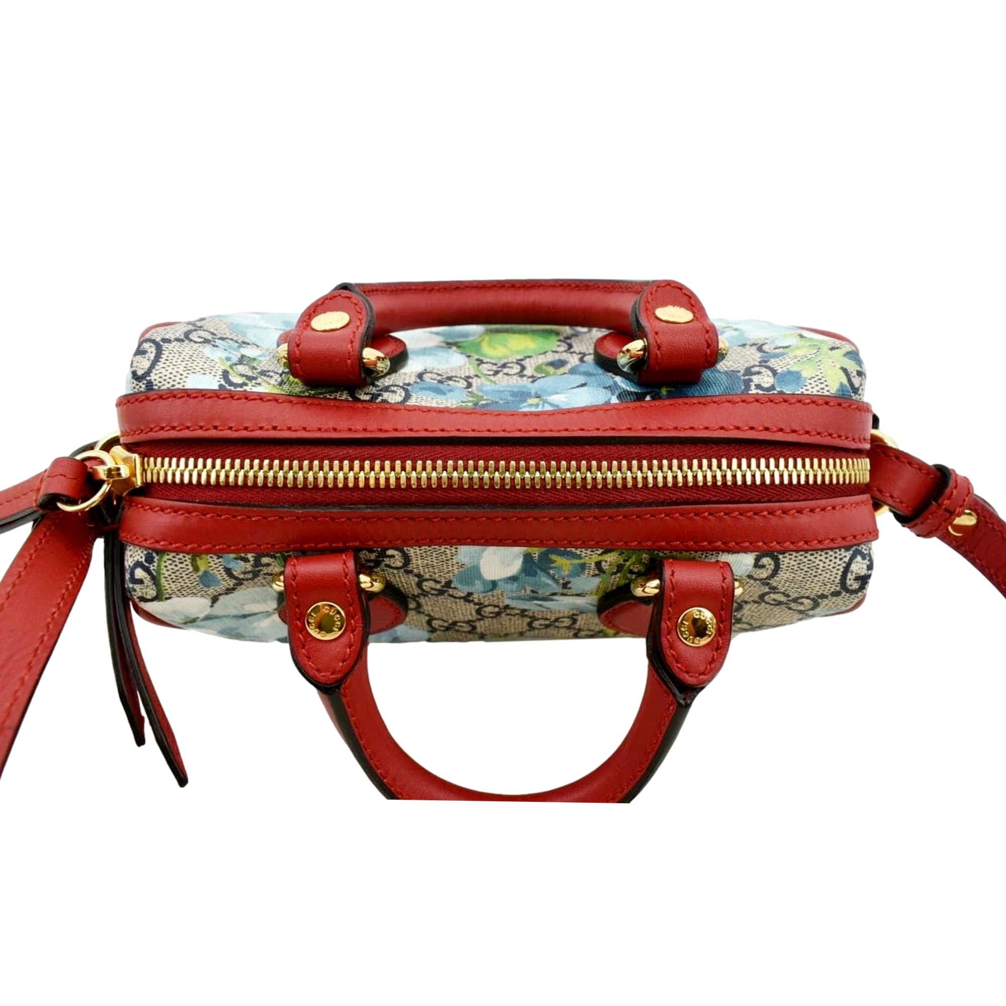 Gucci GG Supreme Floral Printed Canvas Mini Boston Crossbody Bag