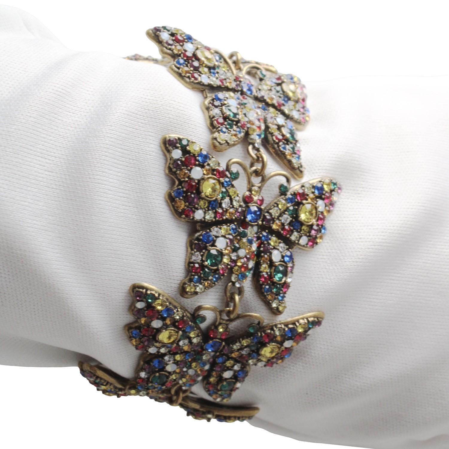 Gucci Multicolor Crystals Butterfly Chain Bracelet 558260