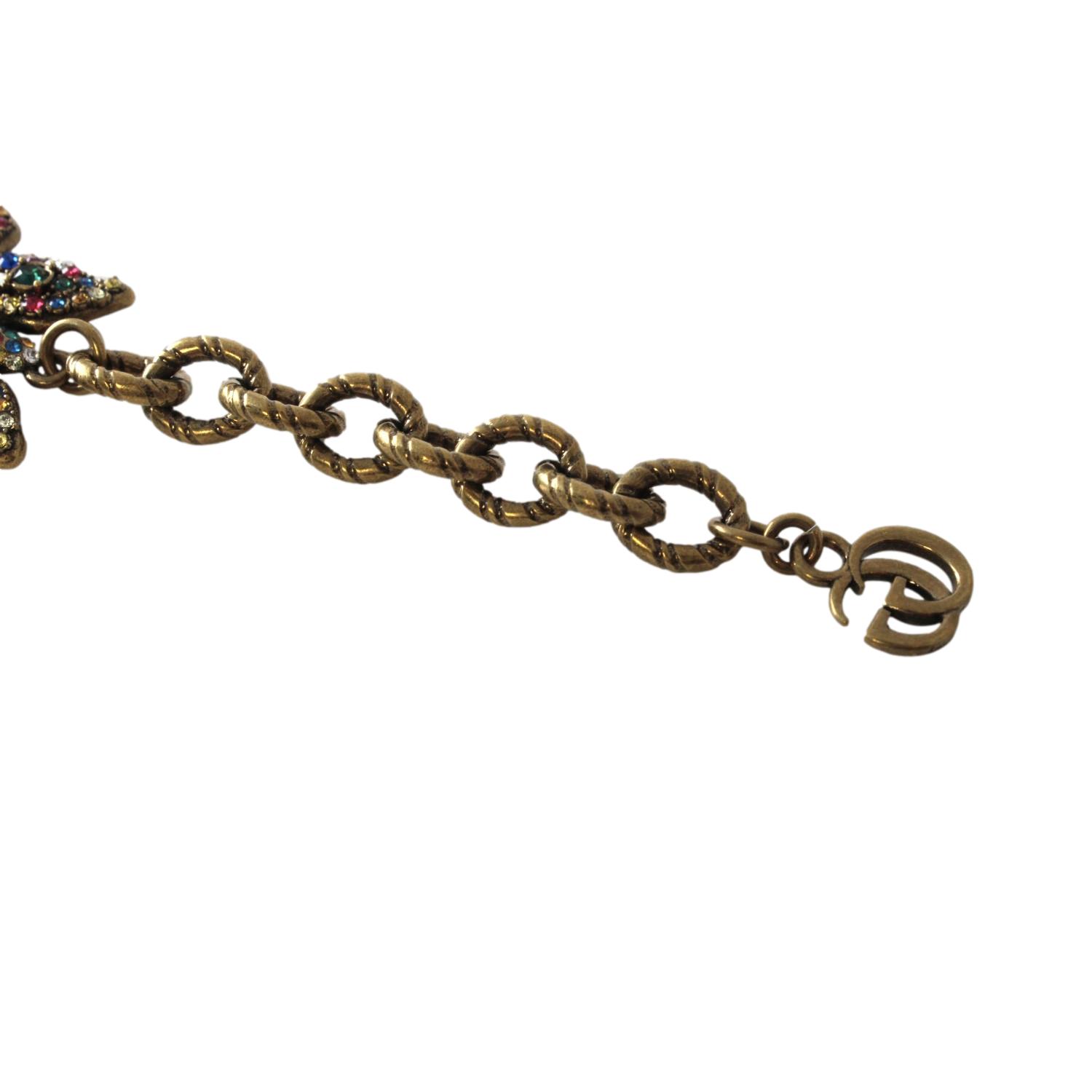 Gucci Multicolor Crystals Butterfly Chain Bracelet 558260