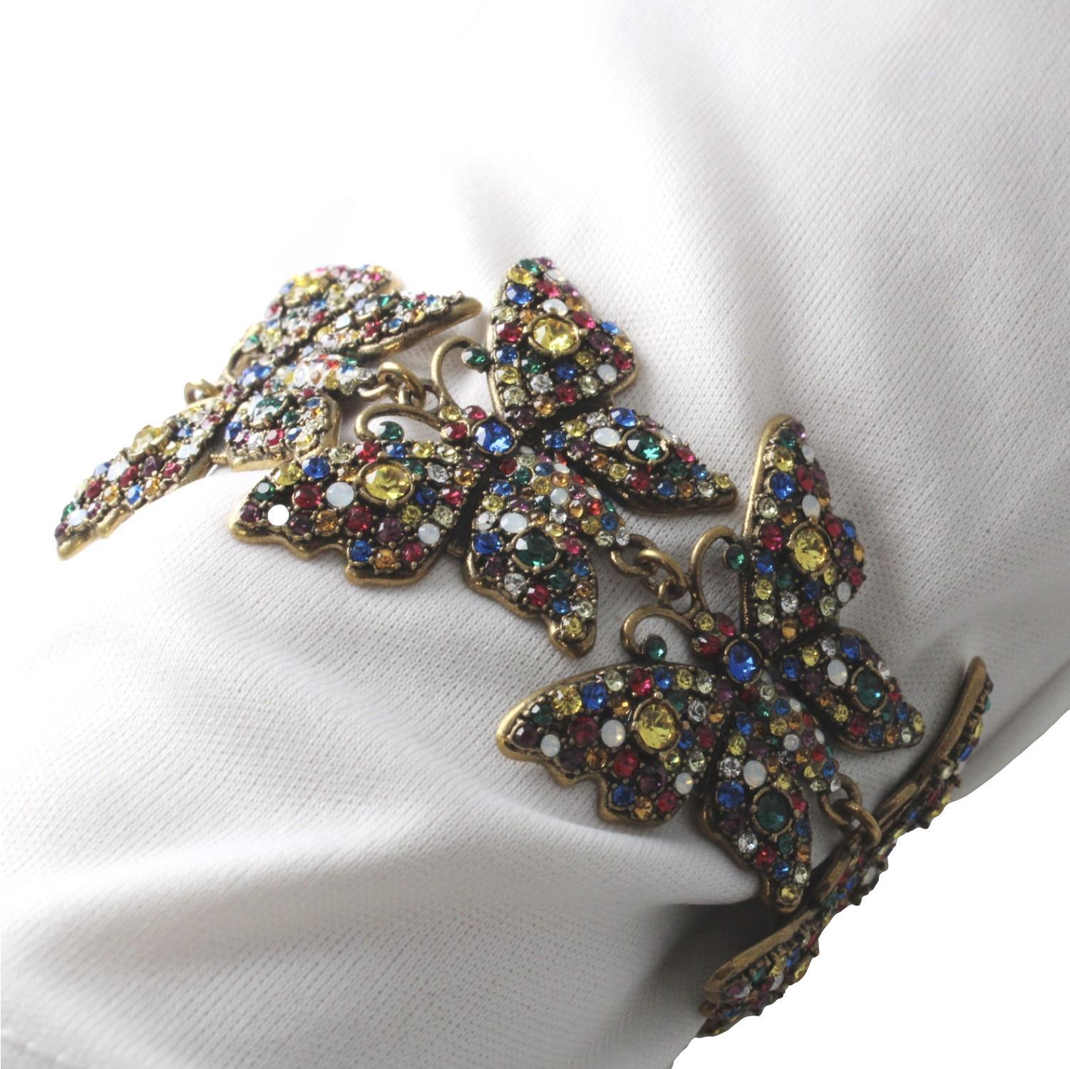 Gucci Multicolor Crystals Butterfly Chain Bracelet 558260