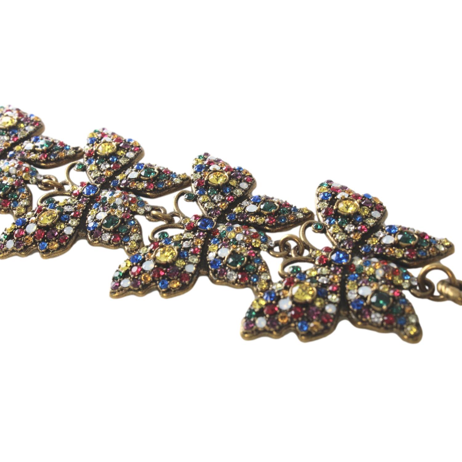 Gucci Multicolor Crystals Butterfly Chain Bracelet 558260