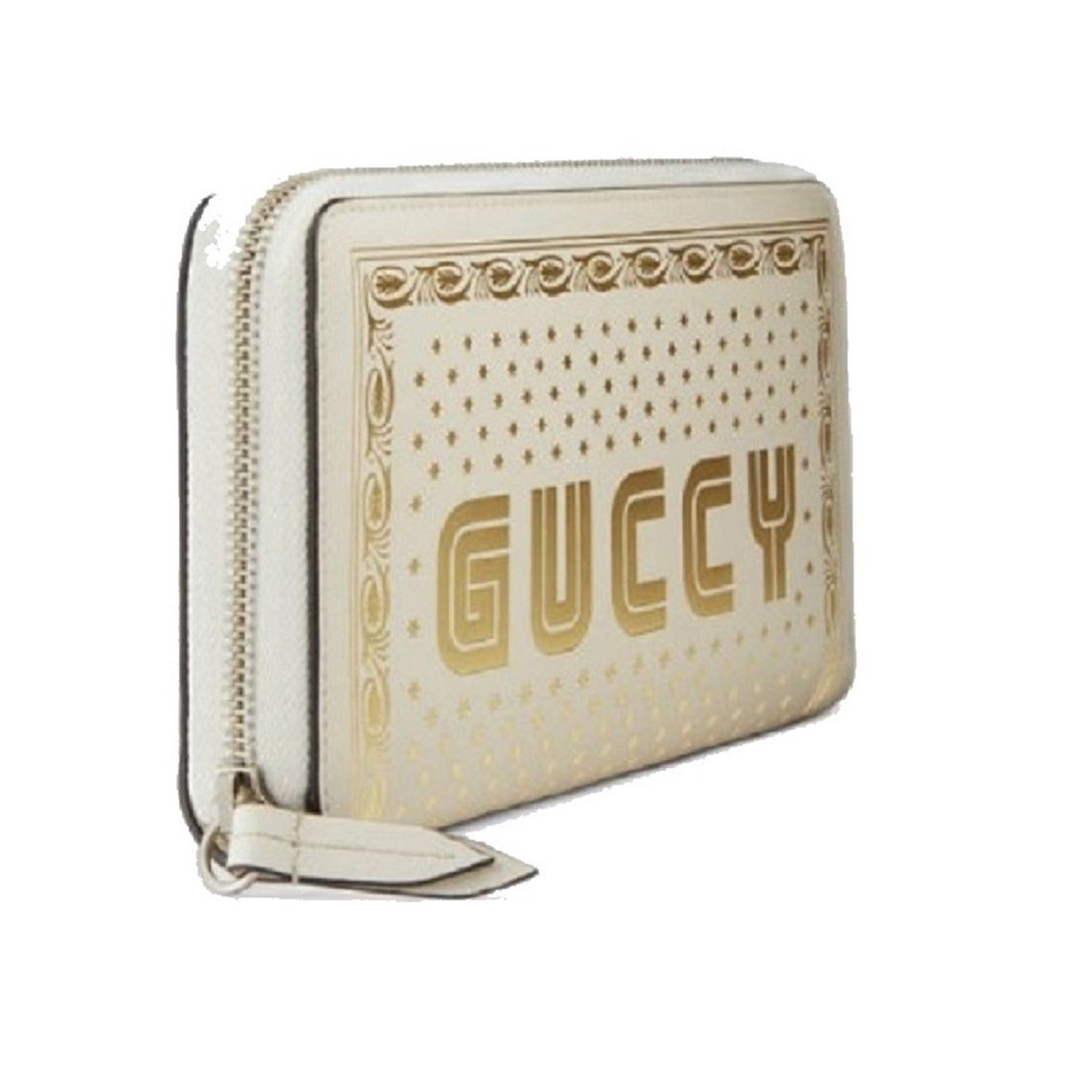 Gucci Sega Guccy Stars White Moon Gold Zipper Leather Wallet