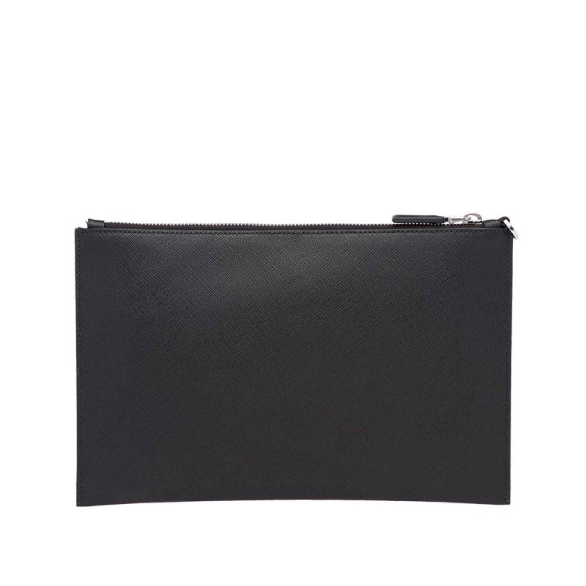 Prada Black Saffiano Voyage Leather Clutch Document Holder 2NG005