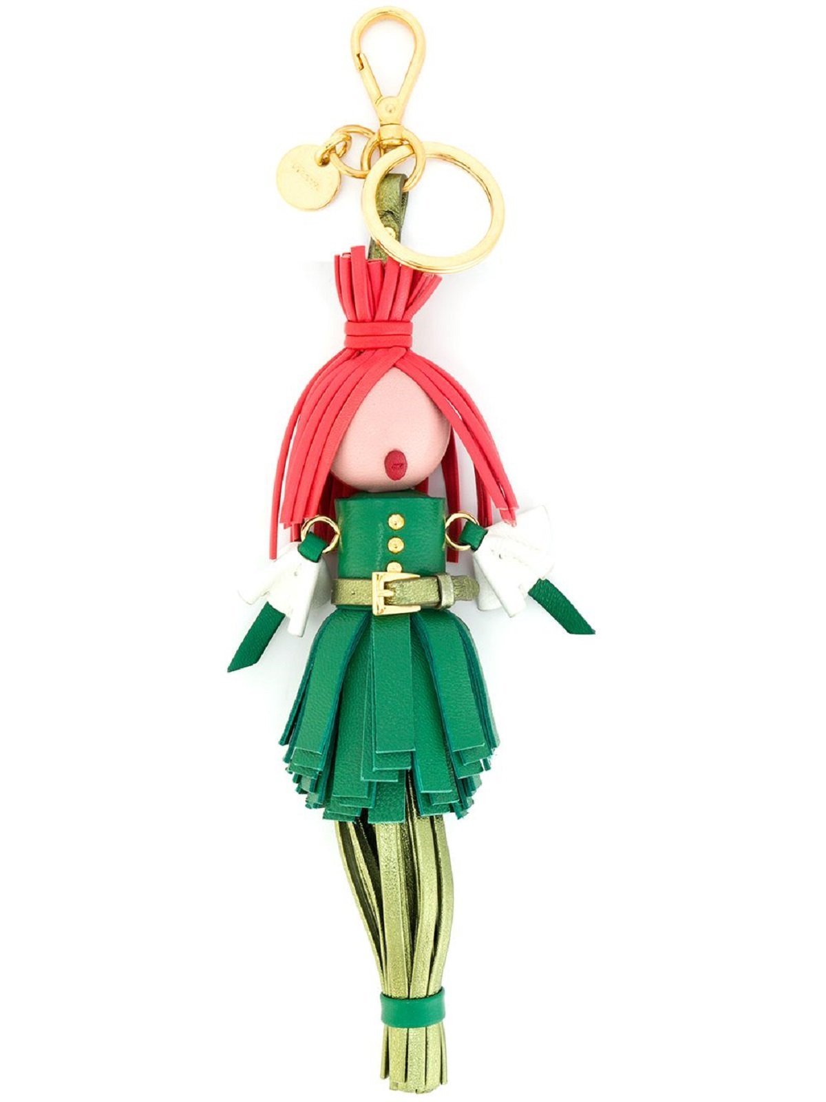 Prada Trick Pelle Alice Doll Red Green Leather Key Chain