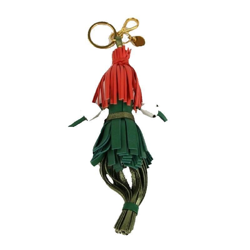 Prada Trick Pelle Alice Doll Red Green Leather Key Chain