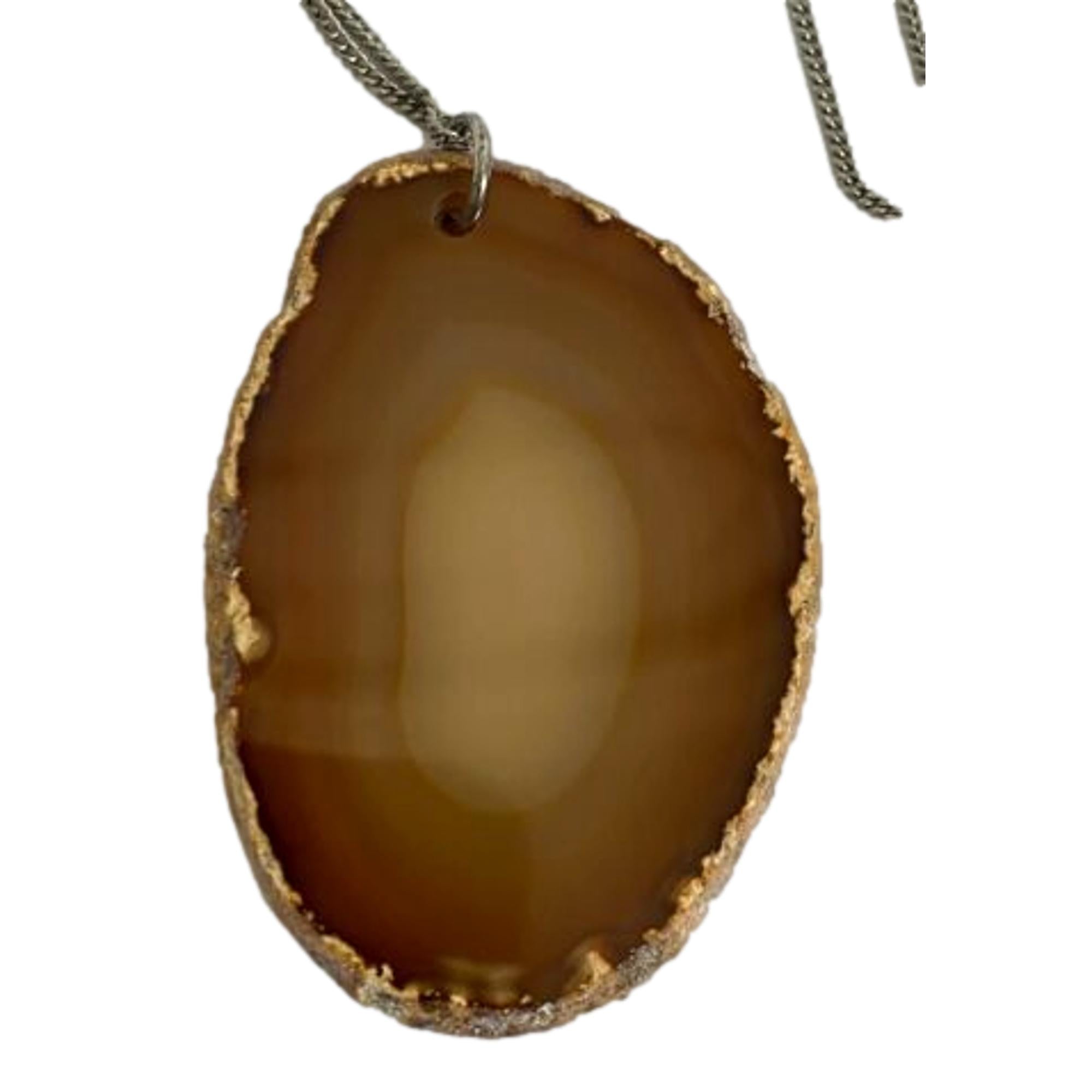 Saint Laurent Agate Brass Silver Necklace
