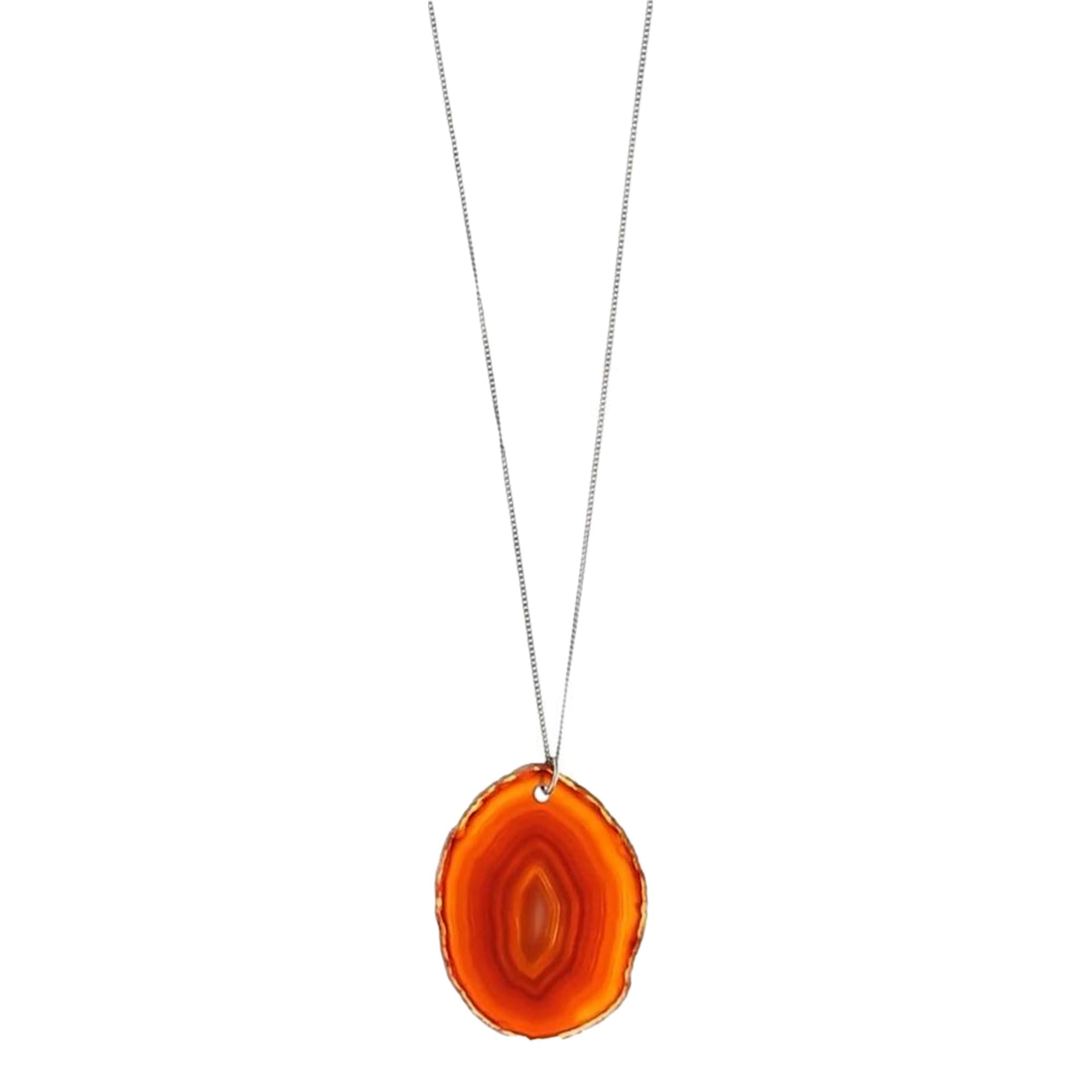Saint Laurent Agate Brass Silver Necklace