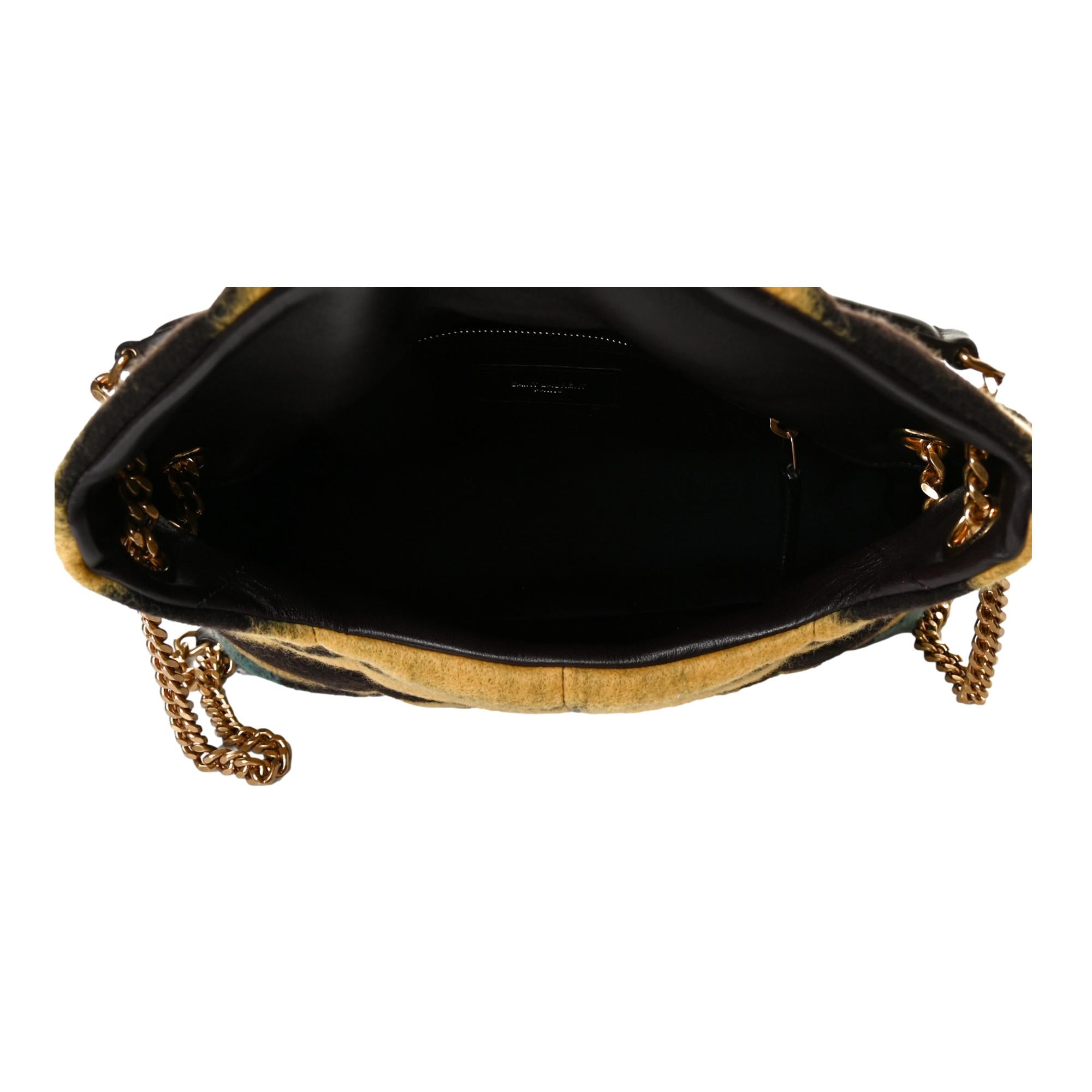 Saint Laurent Loulou Puffer Yellow Brown Tie Dye Wool Shoulder Bag 577476