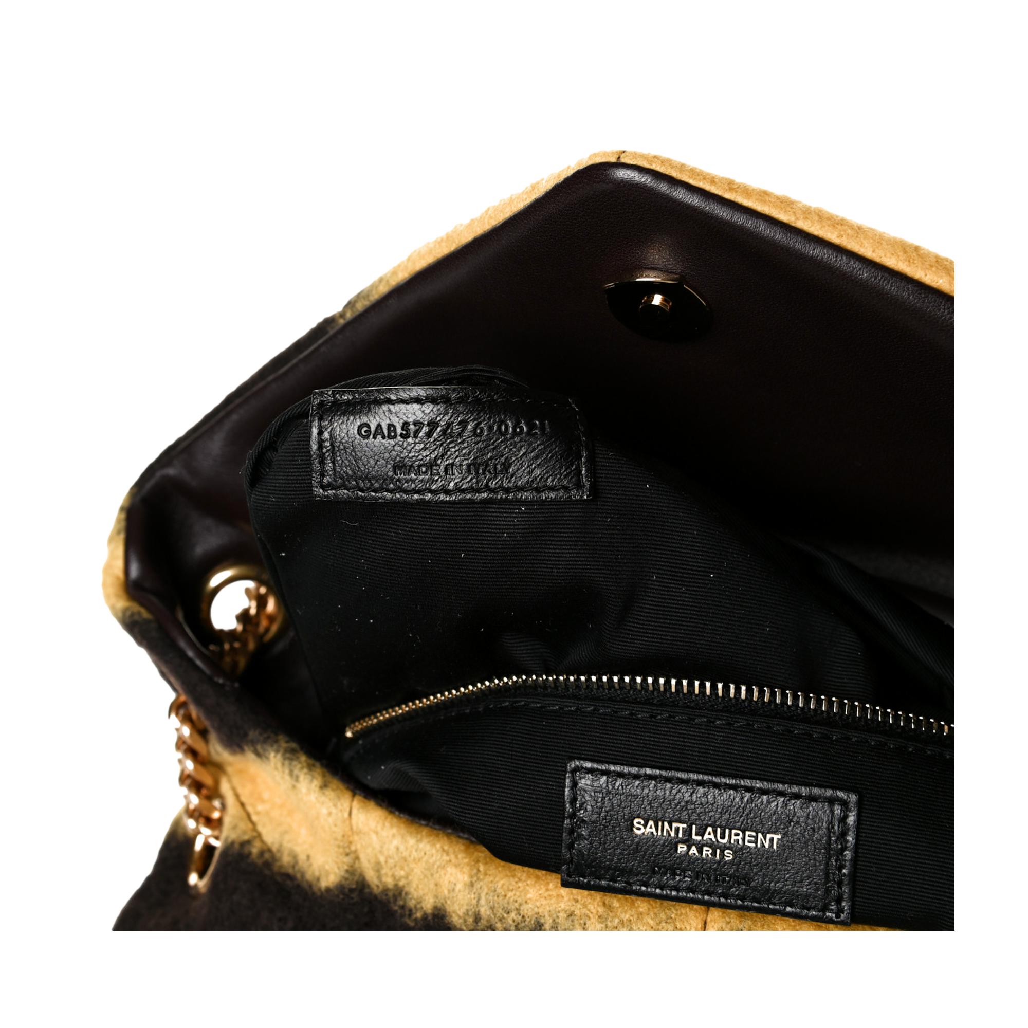 Saint Laurent Loulou Puffer Yellow Brown Tie Dye Wool Shoulder Bag 577476