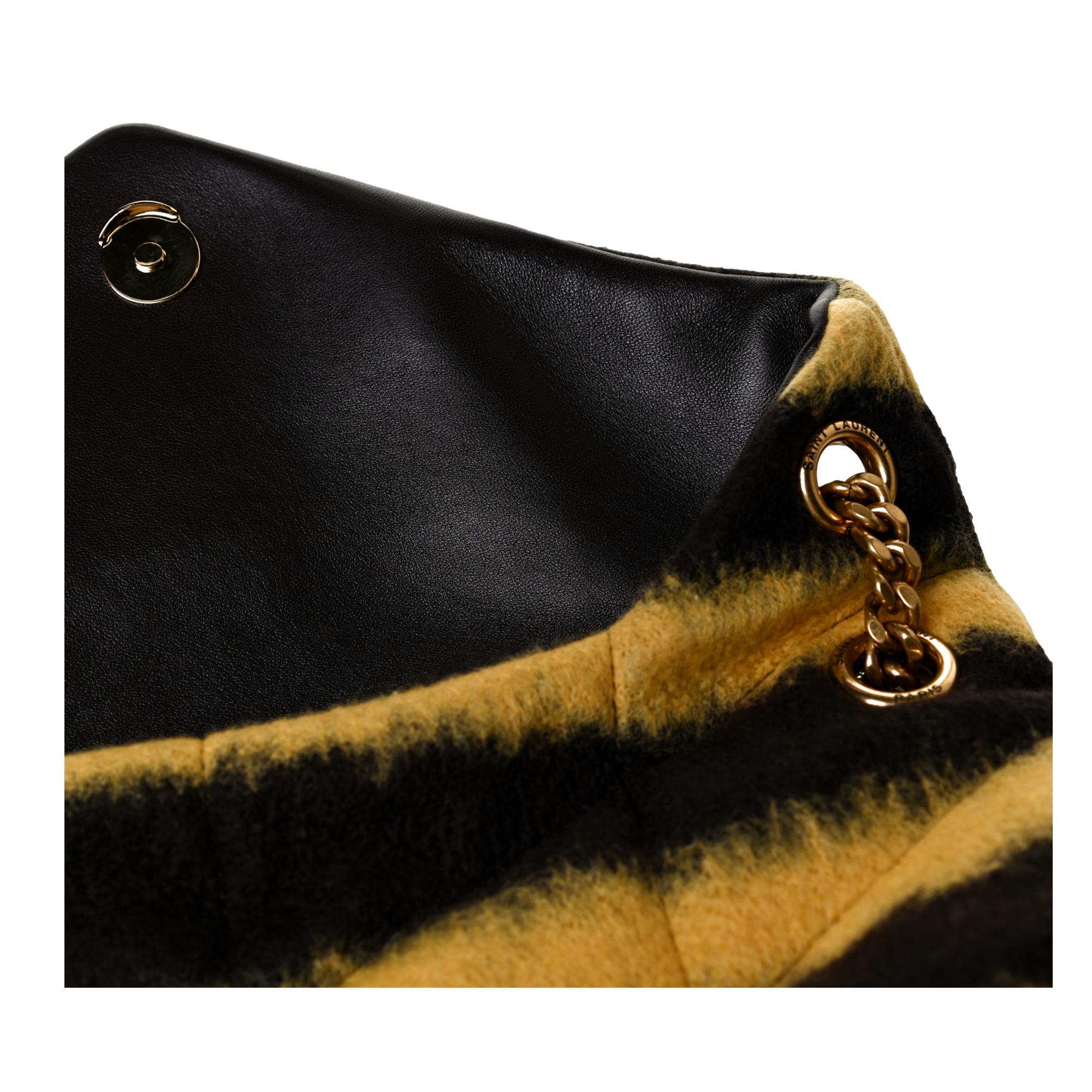 Saint Laurent Loulou Puffer Yellow Brown Tie Dye Wool Shoulder Bag 577476