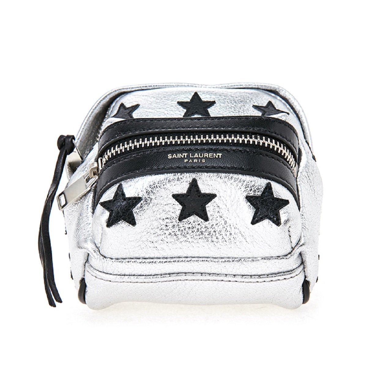 Saint Laurent Silver/Black Unisex Zip Backpack Key Chain Black Stars