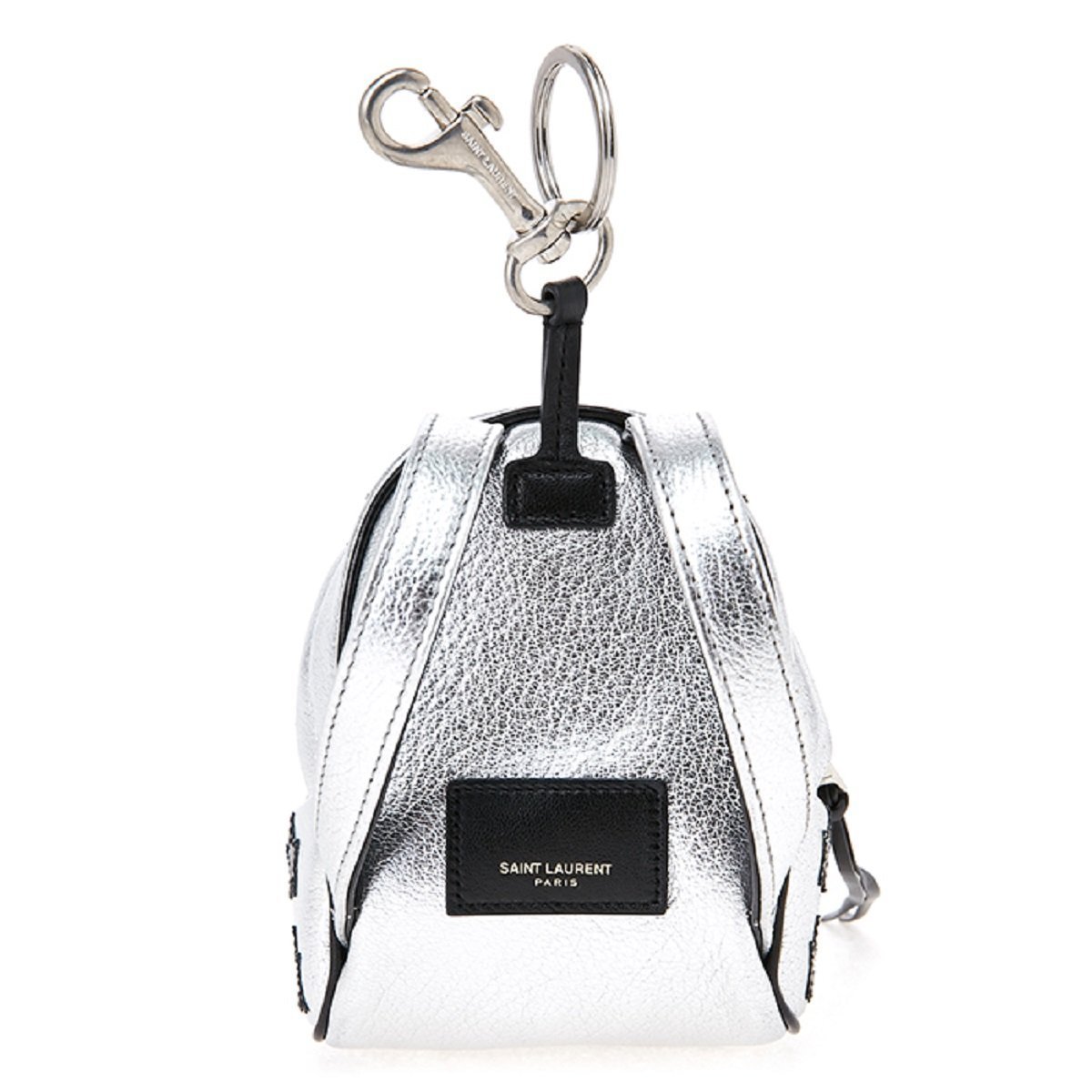 Saint Laurent Silver/Black Unisex Zip Backpack Key Chain Black Stars