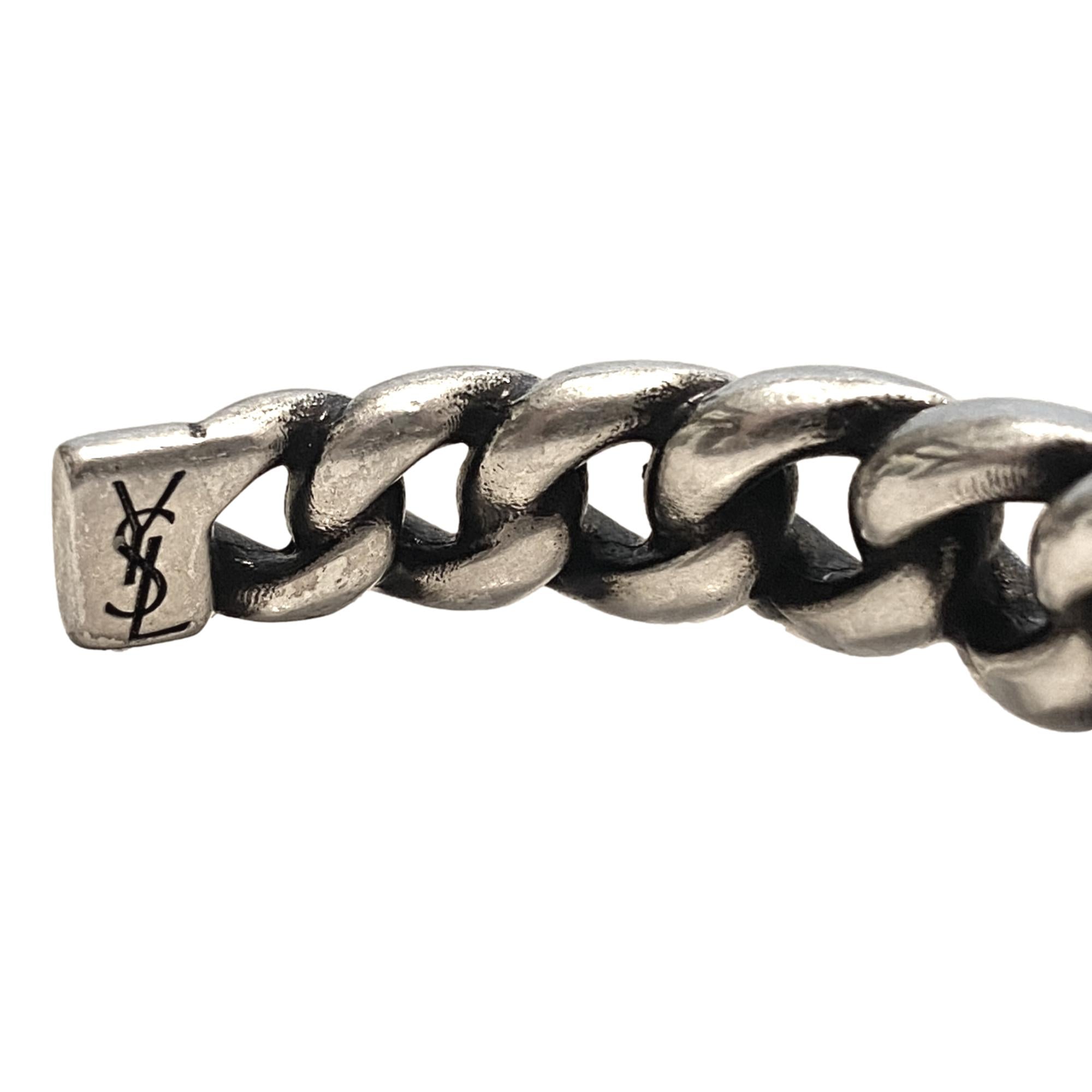 Saint Laurent Silver Gunmetal Chain Link Cuff