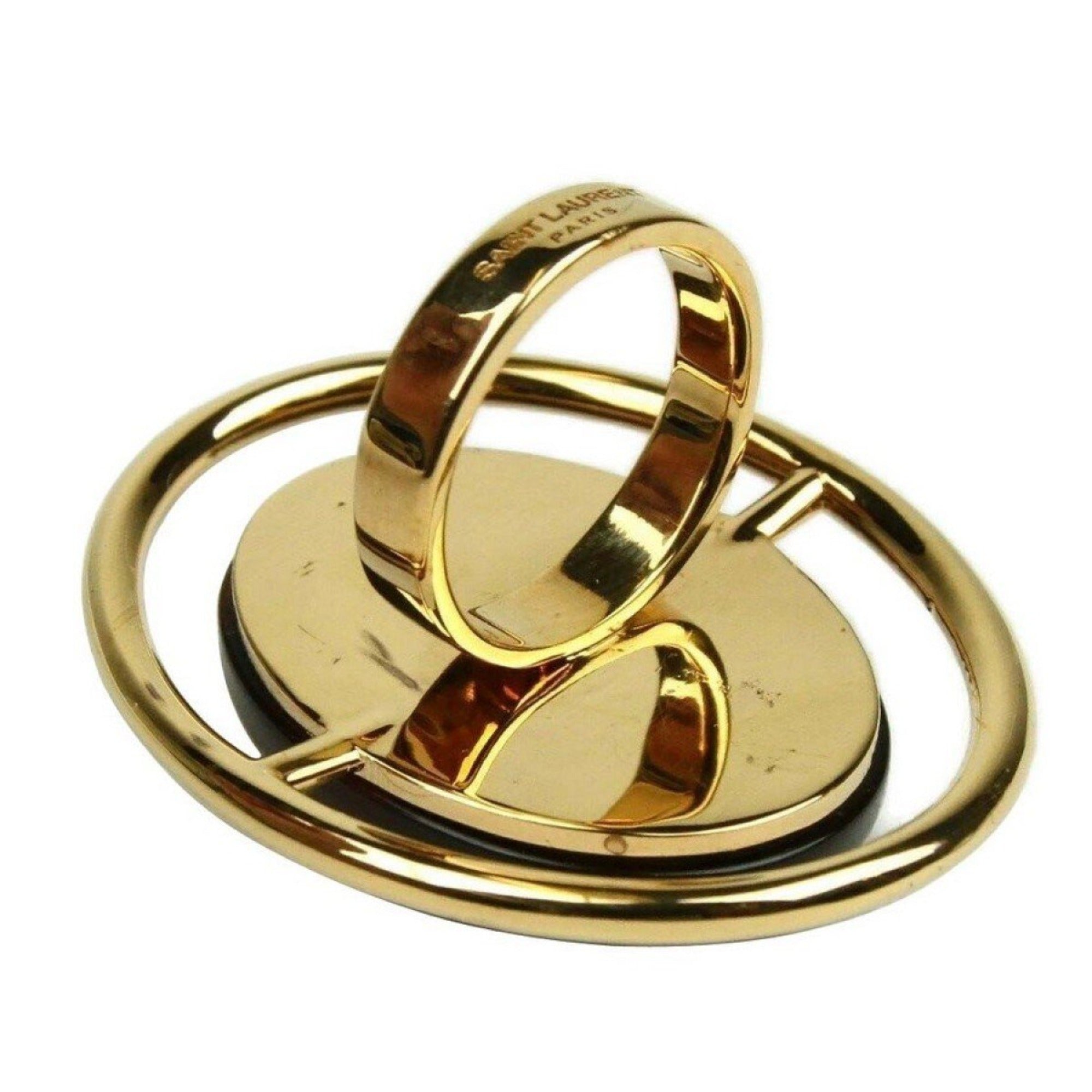 Saint Laurent Oval Brass Metal Circular Ring Silver/Gold Size 6