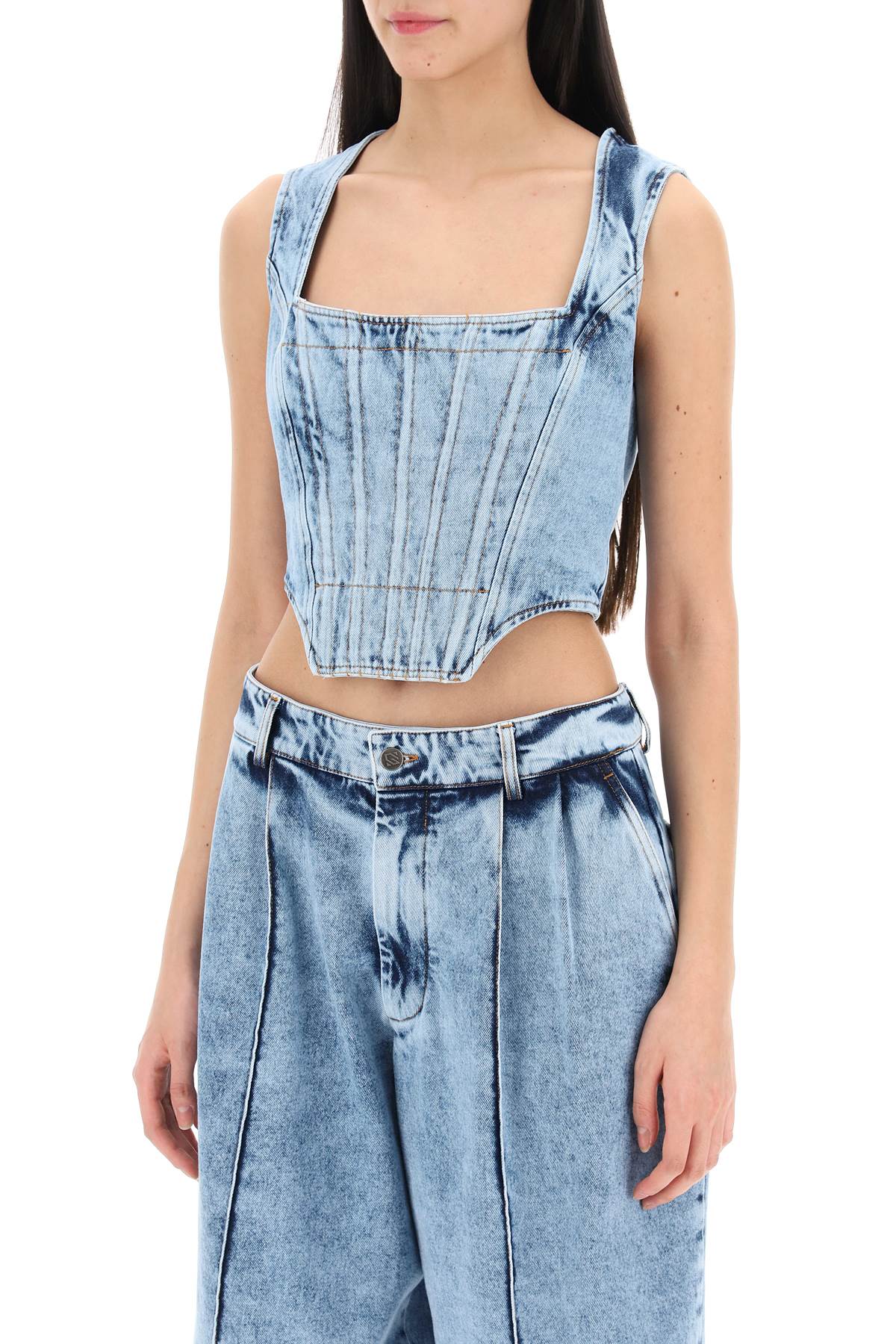 Giuseppe di morabito bustier top in marbled denim