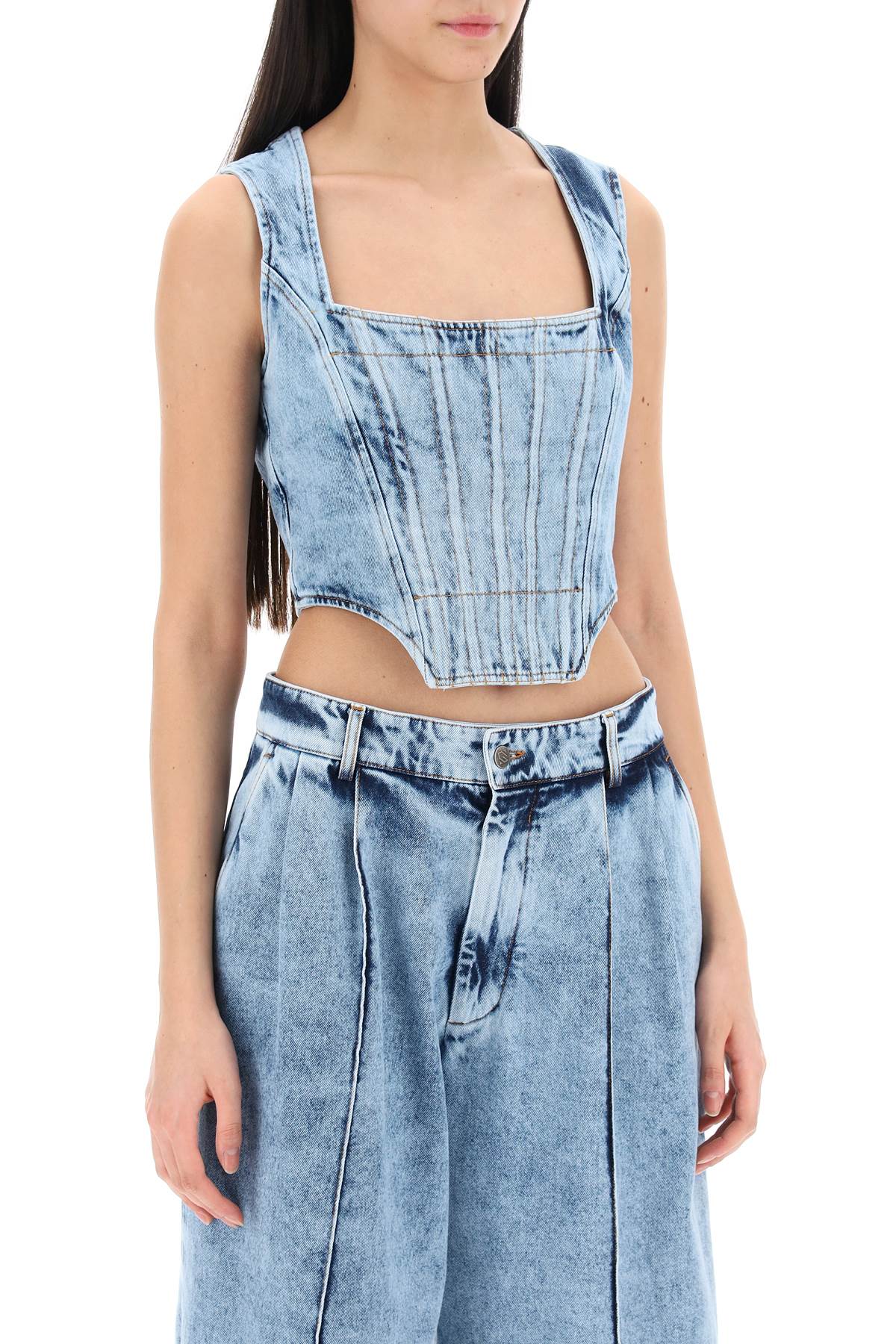 Giuseppe di morabito bustier top in marbled denim