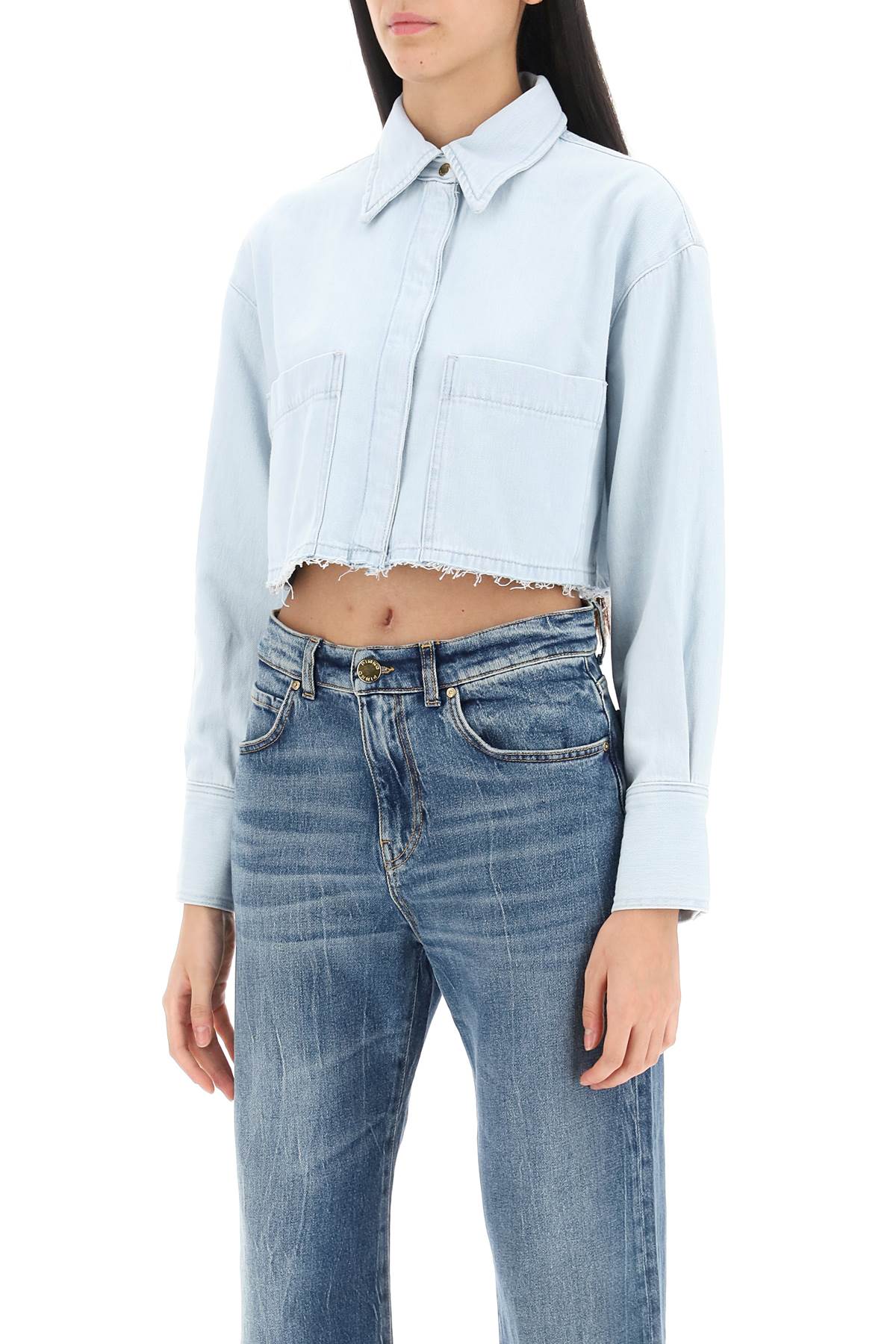 Pinko pergusa cropped denim shirt