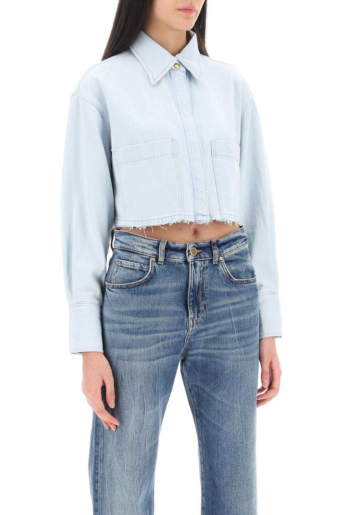 Pinko pergusa cropped denim shirt