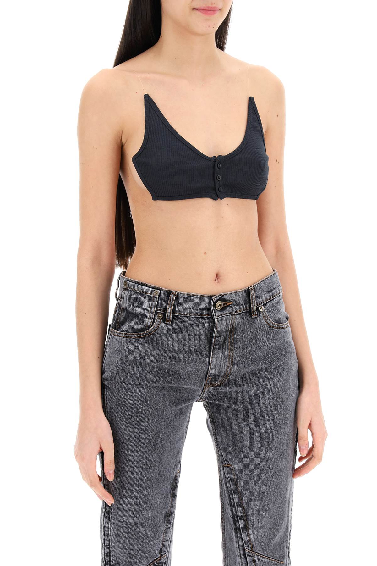 Y project invisible strap crop top with spaghetti