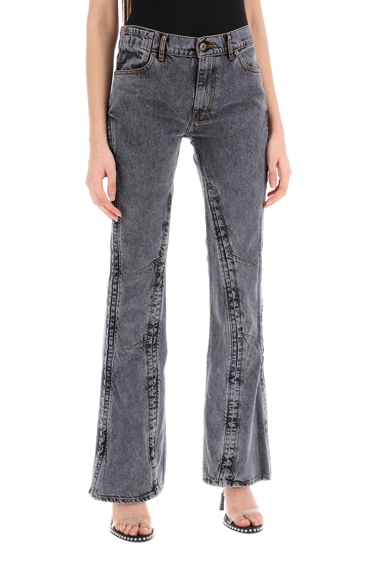 Y project hook-and-eye flared jeans