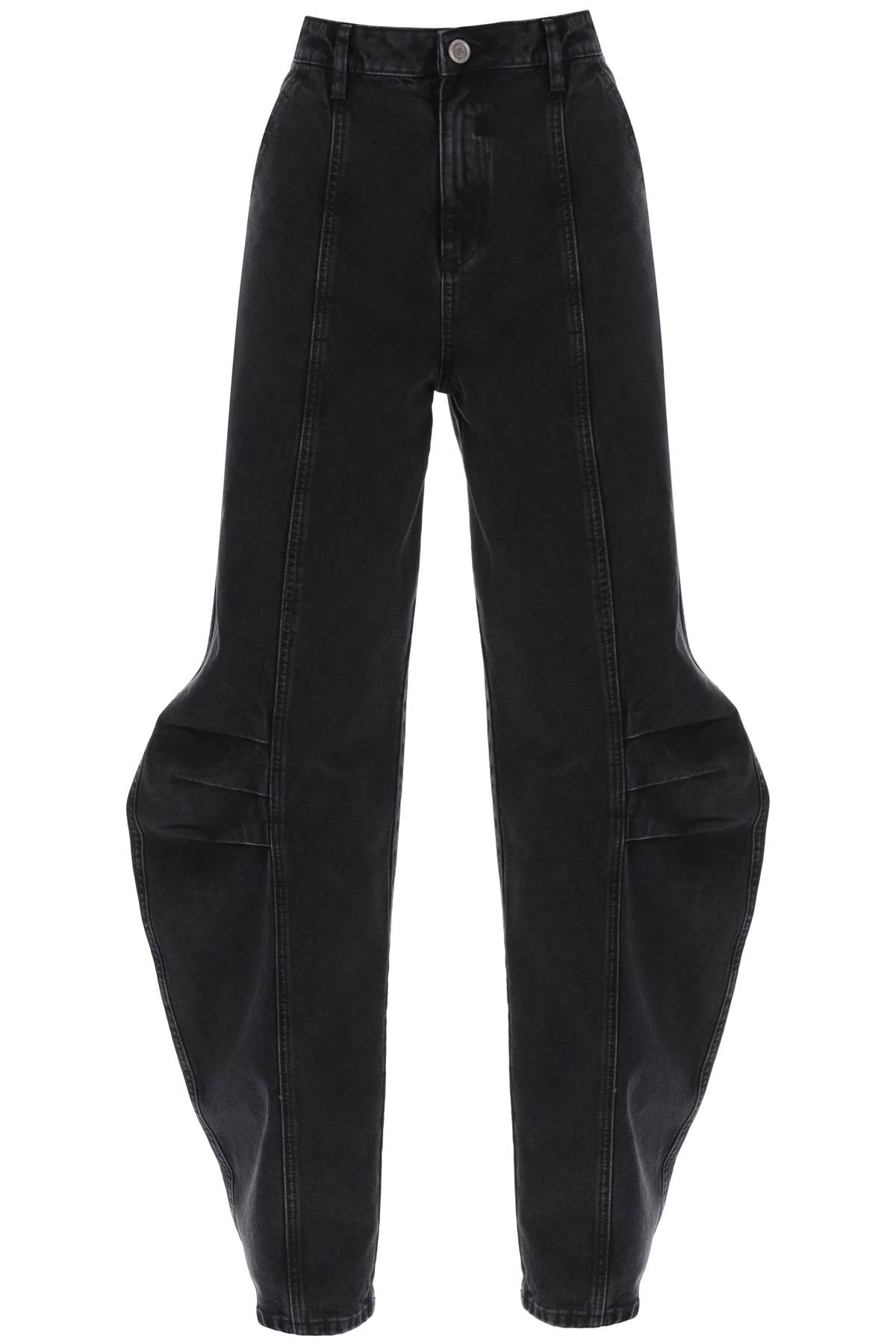 Rotate baggy jeans with curved leg