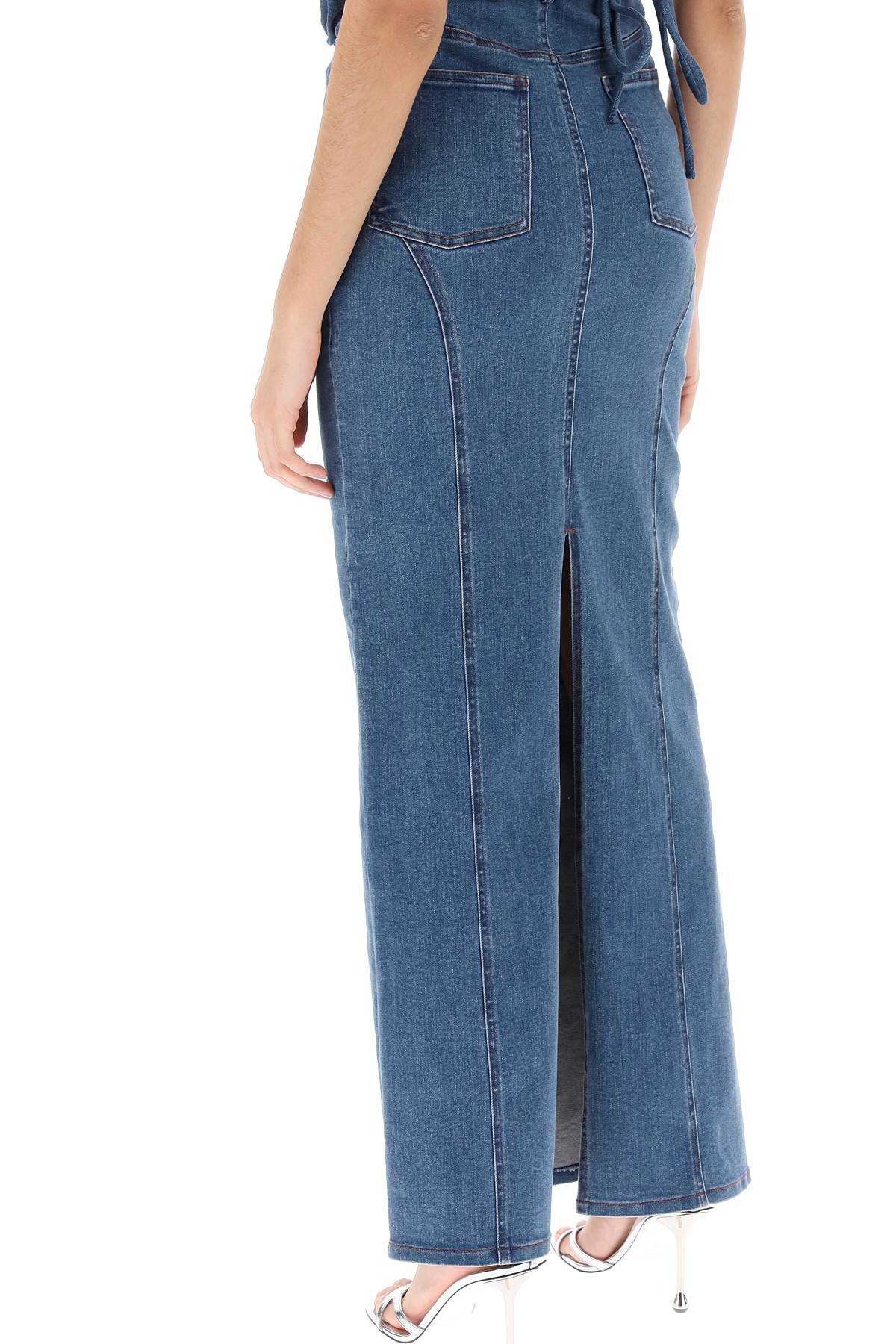 Rotate denim maxi skirt