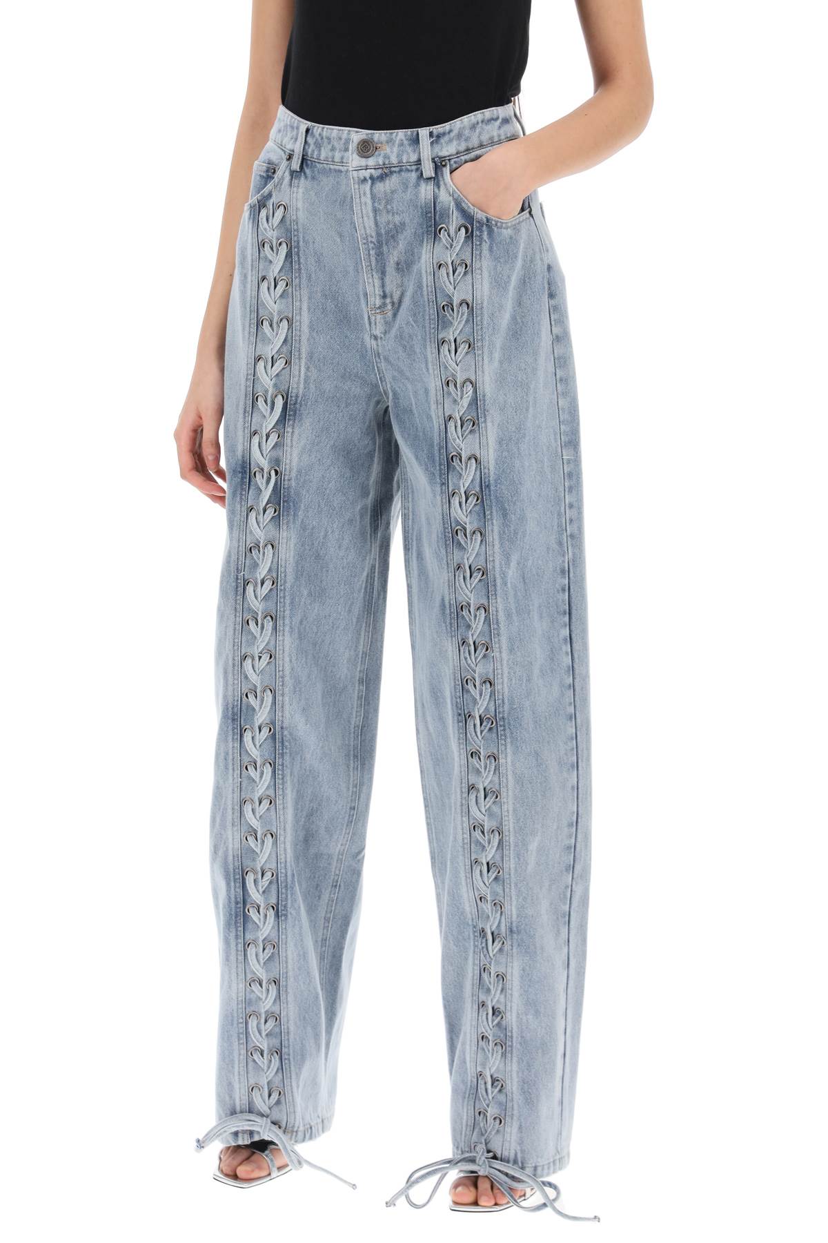 Rotate jeans with lace-up details