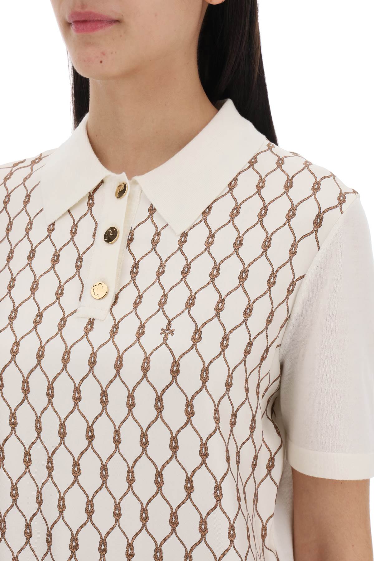 Tory burch merino wool and silk twill polo shirt