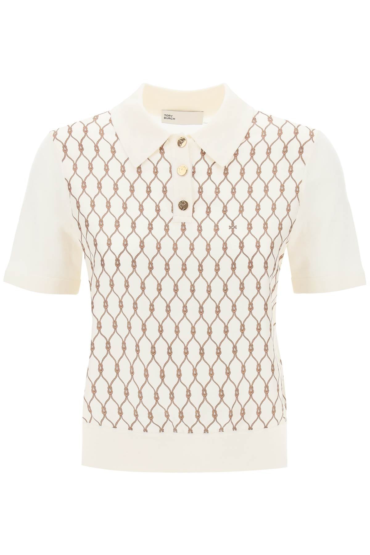 Tory burch merino wool and silk twill polo shirt