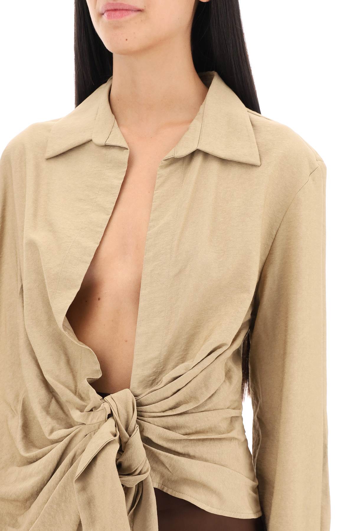 Jacquemus la chemise bahia tied-sash blouse