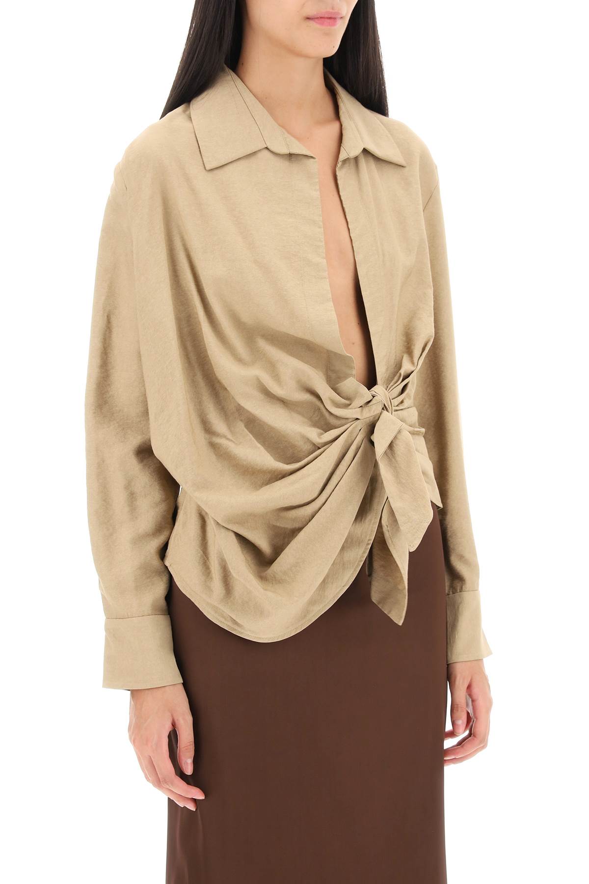 Jacquemus la chemise bahia tied-sash blouse