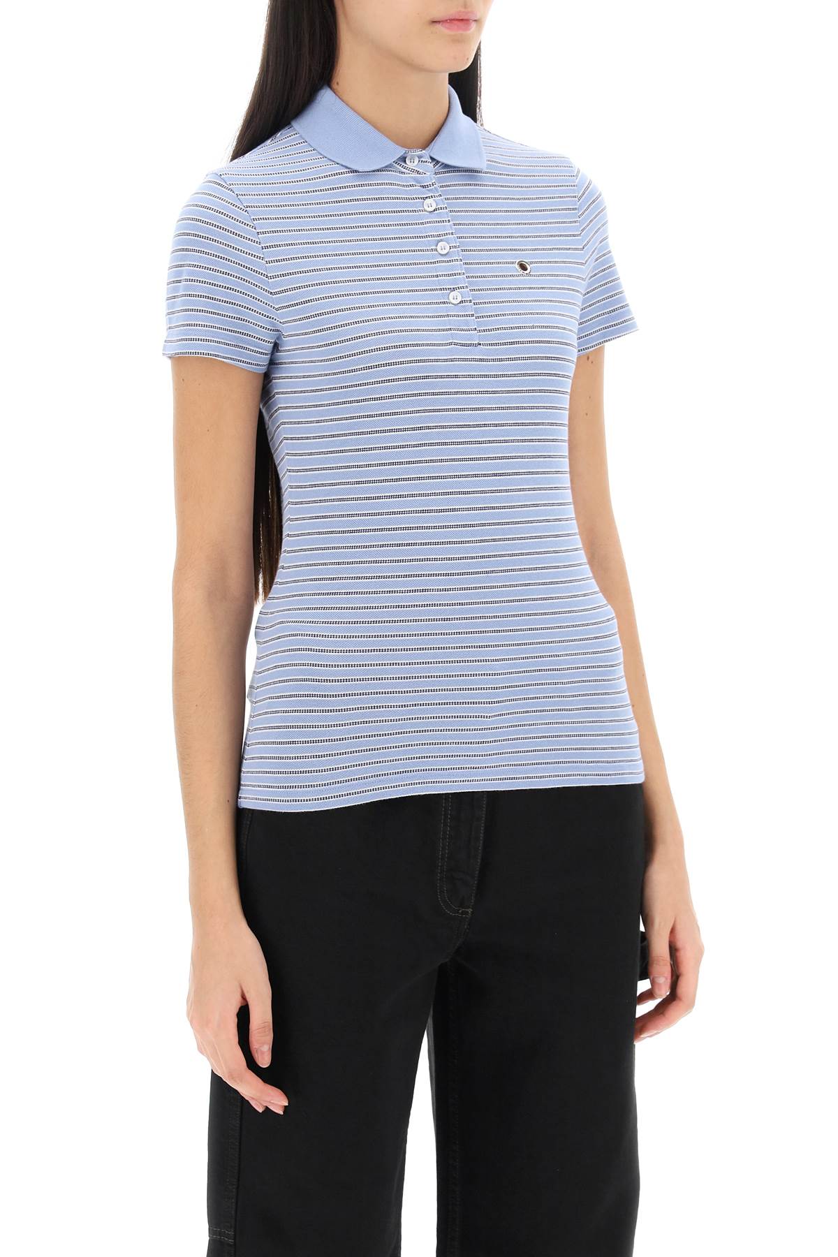 Saks potts venus striped polo shirt