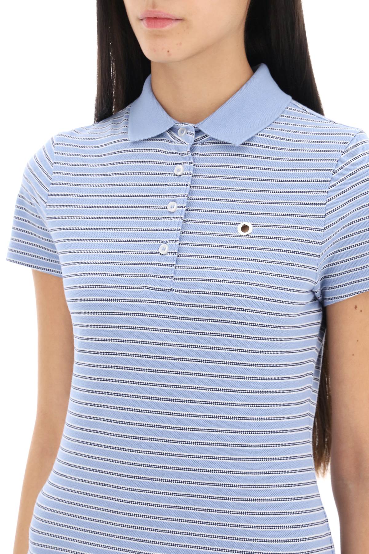 Saks potts venus striped polo shirt