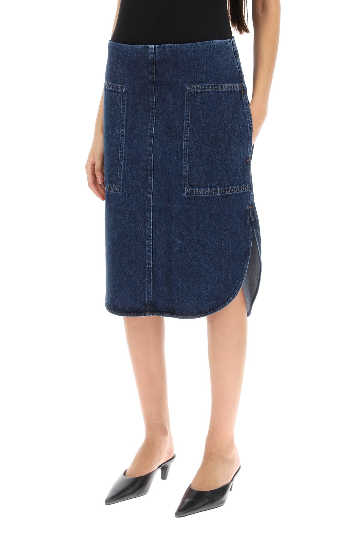 Toteme curved hem denim skirt